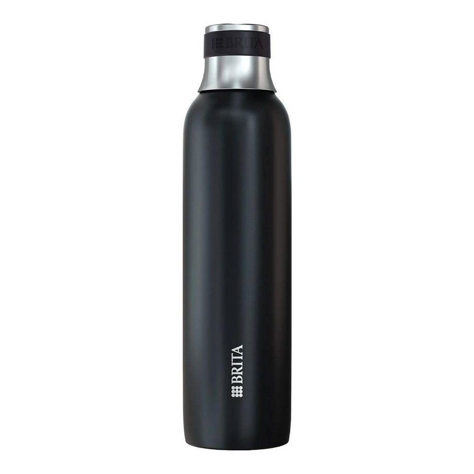 BRITA Trinkflasche Brita Edelstahl-Flasche 0,65L schwarz für sodaTrio Wassersprudler (1er, Wasserflasche