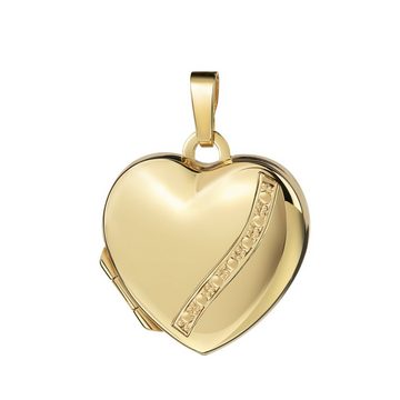 JEVELION Kette mit Anhänger Herz Gold Anhänger Medaillon Gold 333 zum Öffnen für 2 Fotos Herzkette (Herzschmuck aus Gold, für Damen und Mädchen), Mit Panzerkette vergoldet - Länge wählbar 36-70 cm oder ohne Kette.