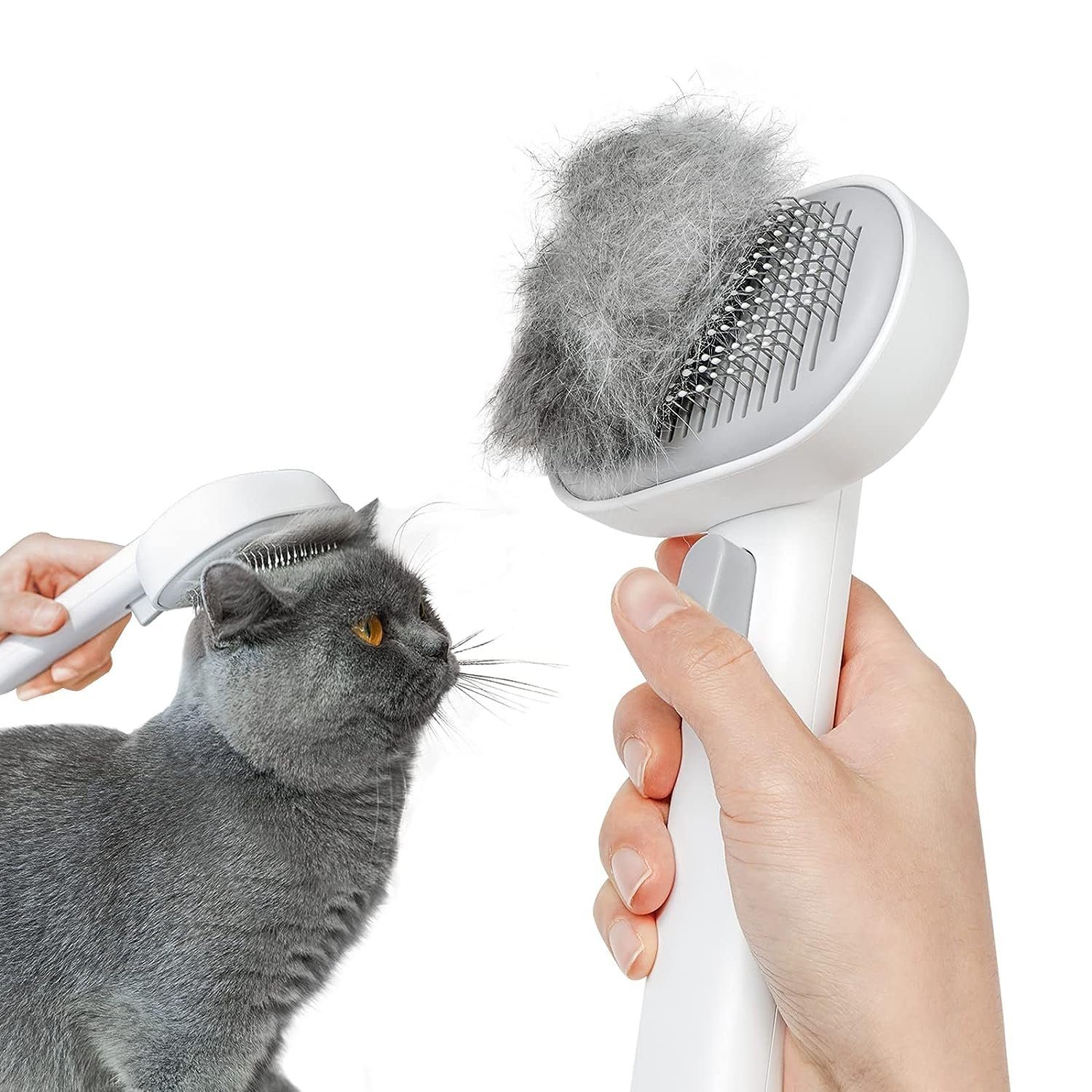 Fellbürste Katzenbürste Kurzhaar,Katzenbürste mit Einem Knopf,HaustierBürsten