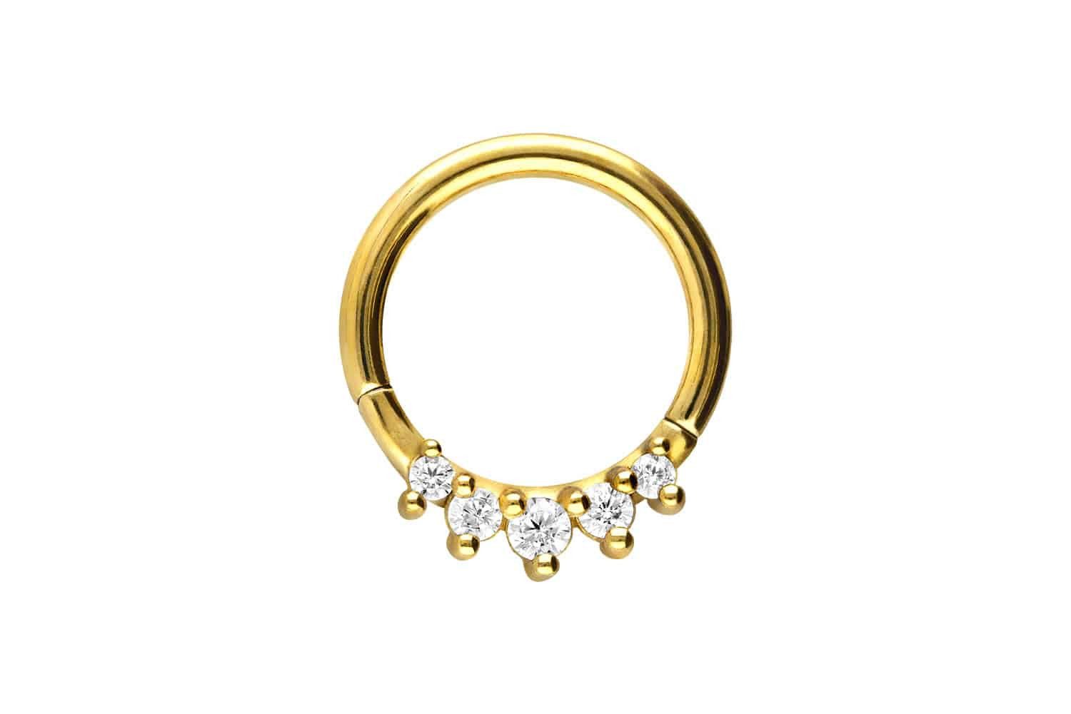 Nasenpiercing Chirurgenstahl Segmentring Clicker 5 KRISTALLE Ohrpiercing Septum Nase
