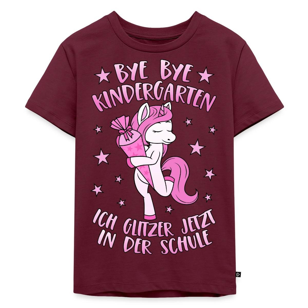T-Shirt Einschulung Bye Bye Kindergarten Einhorn Schule Kinder Premium T-Shirt