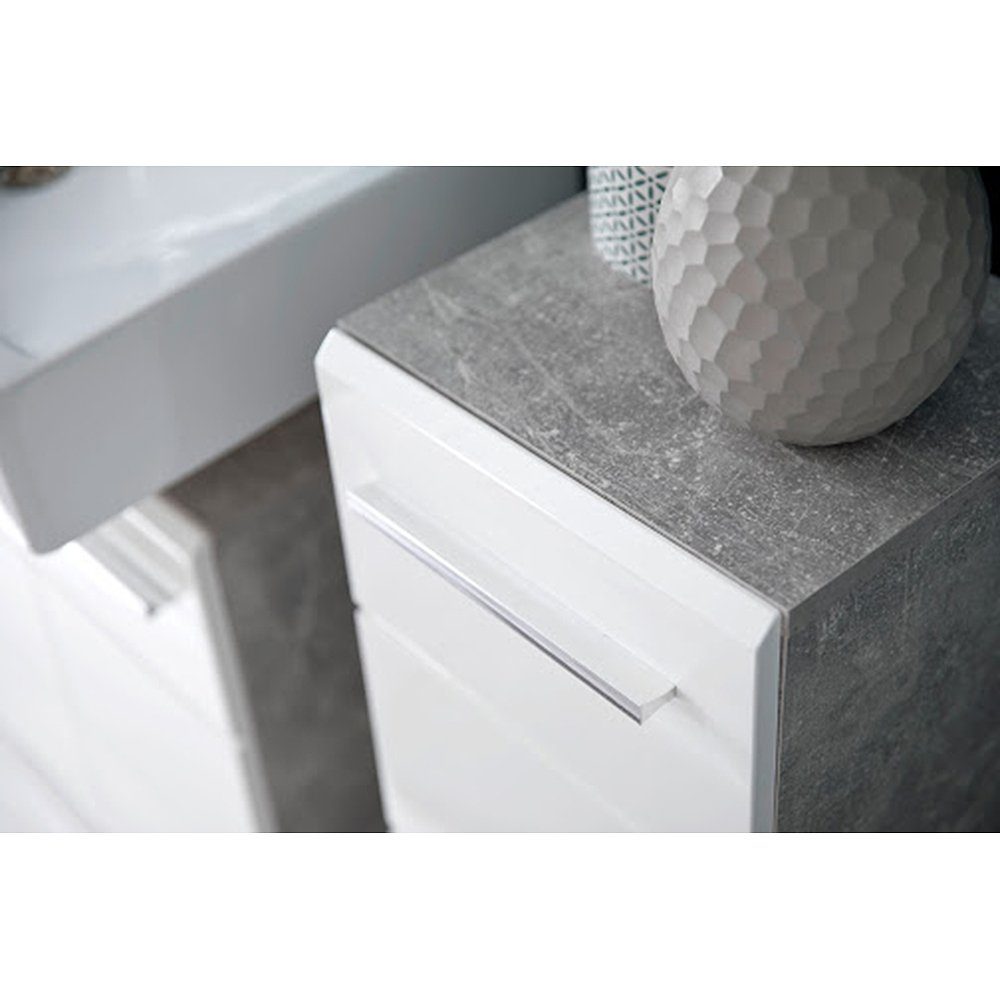 trendteam Unterschrank NanoBad Badezimmerschrank Badmöbel Standschrank Weiß/Grau 32x82x28cm