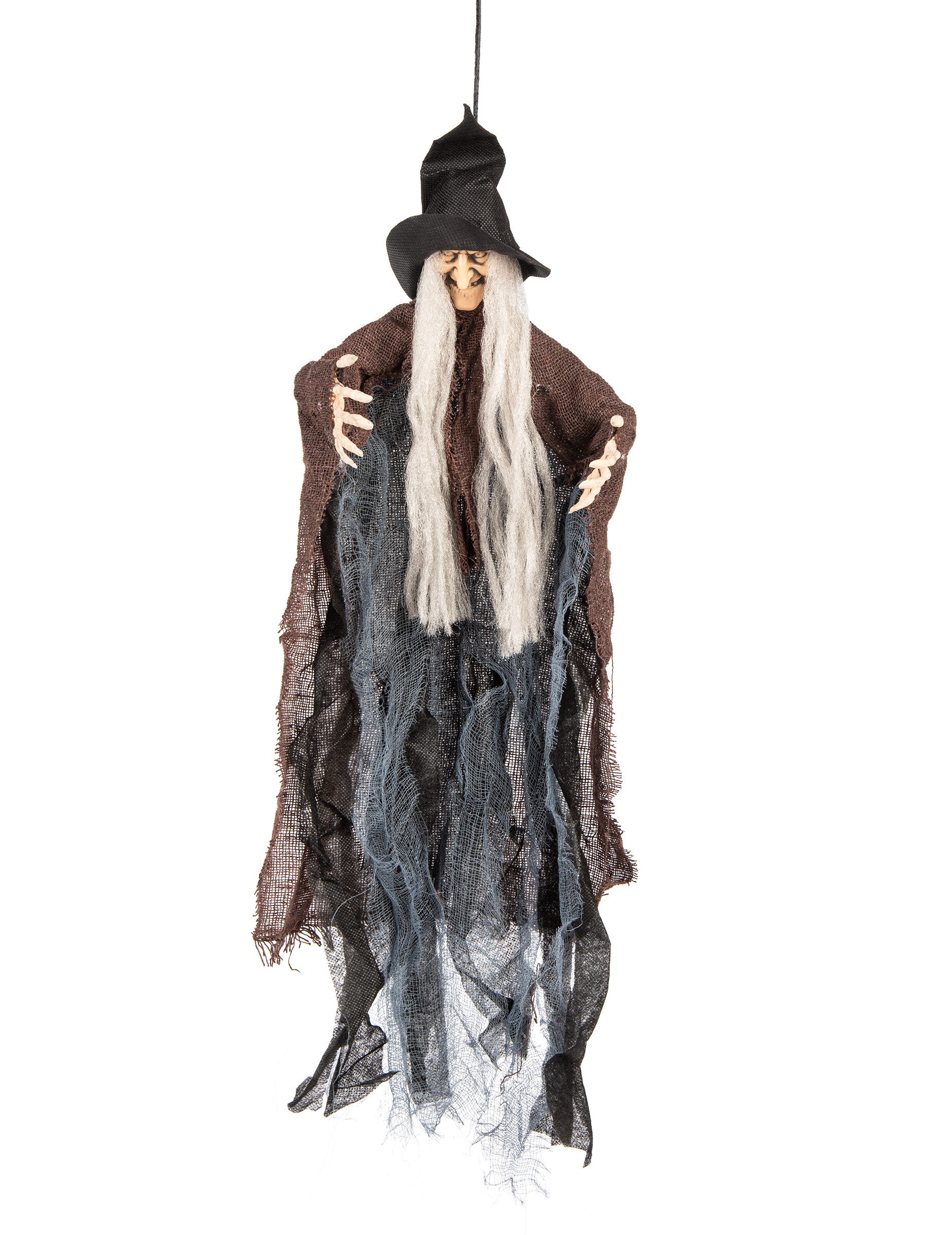 atosa Kostüm Hexen-Figur zum Aufhängen Halloween-Dekoration schwarz-braun-grau 50cm