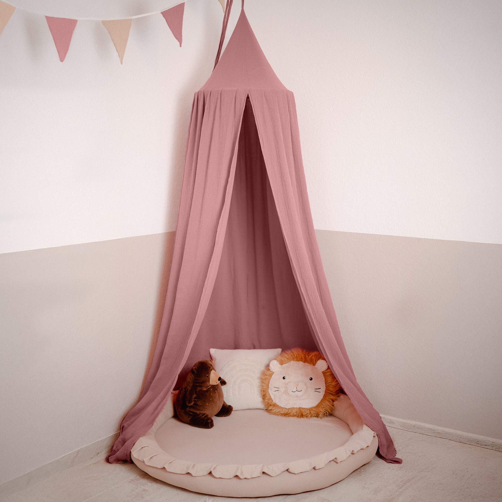 lilimaus Betthimmel Baldachin für Kinderzimmer aus 100% Musselin - handgenäht (1-tlg), Rückzugsort für Bett, Kuschelecke & Leseplatz - weicher Musselin