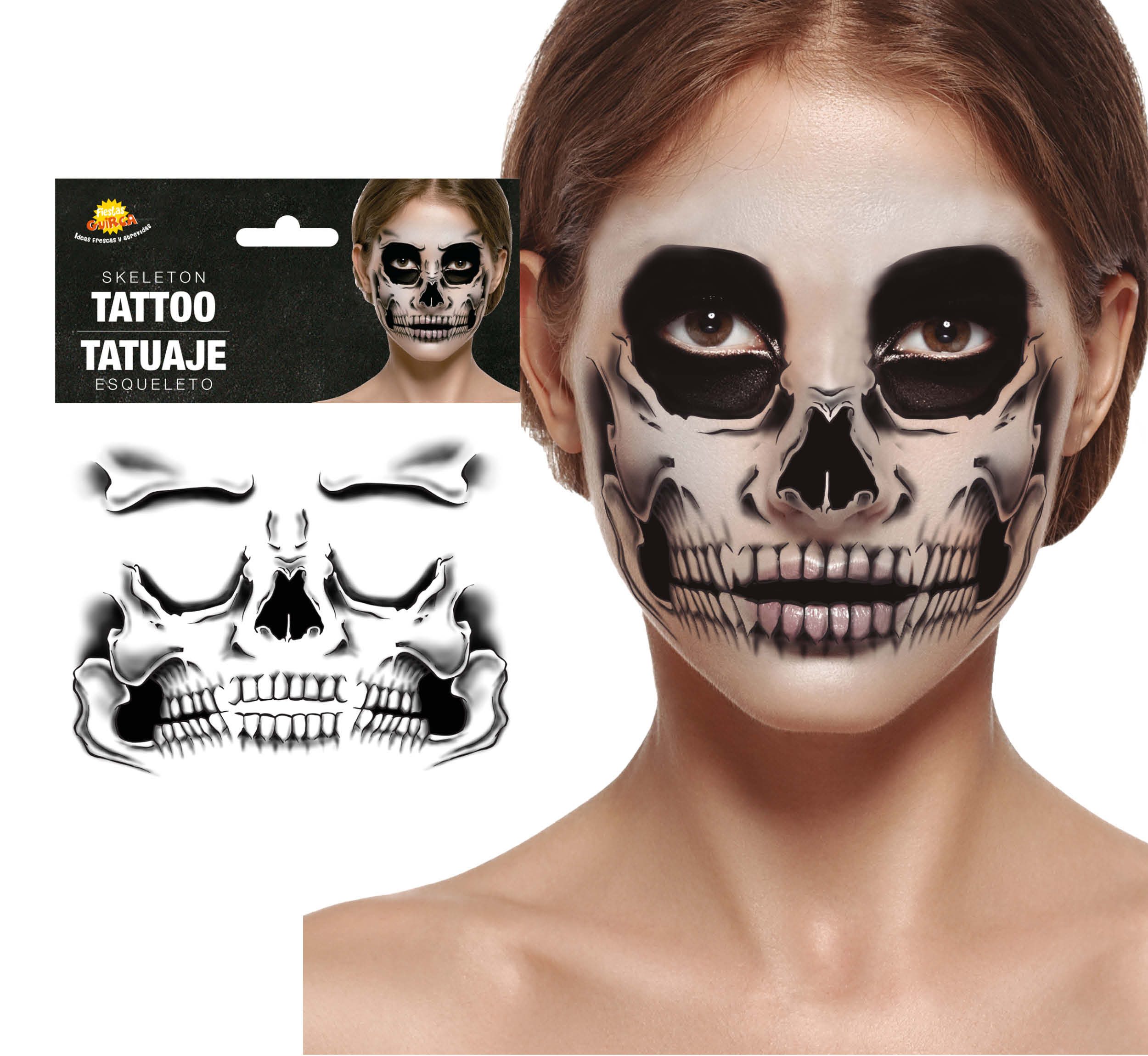 Fiestas Guirca Kostüm, Tag Der Toten Maske Halloween Gesicht Tattoo Bunte Zucker Schädel Pha