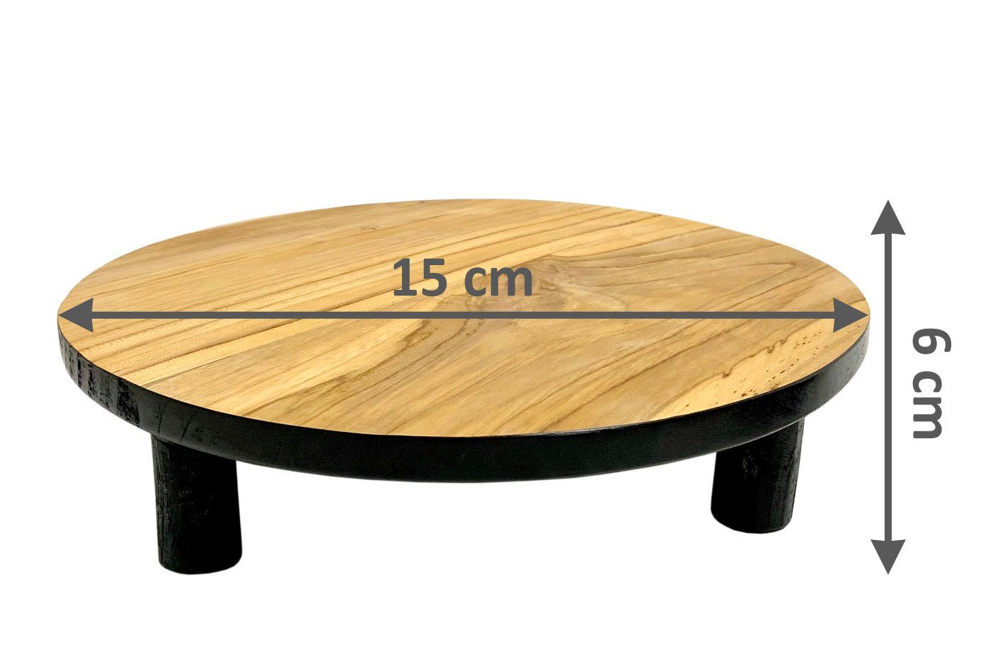 Spetebo Blumenhocker Teak Blumenteller schwarz rund günstig online kaufen
