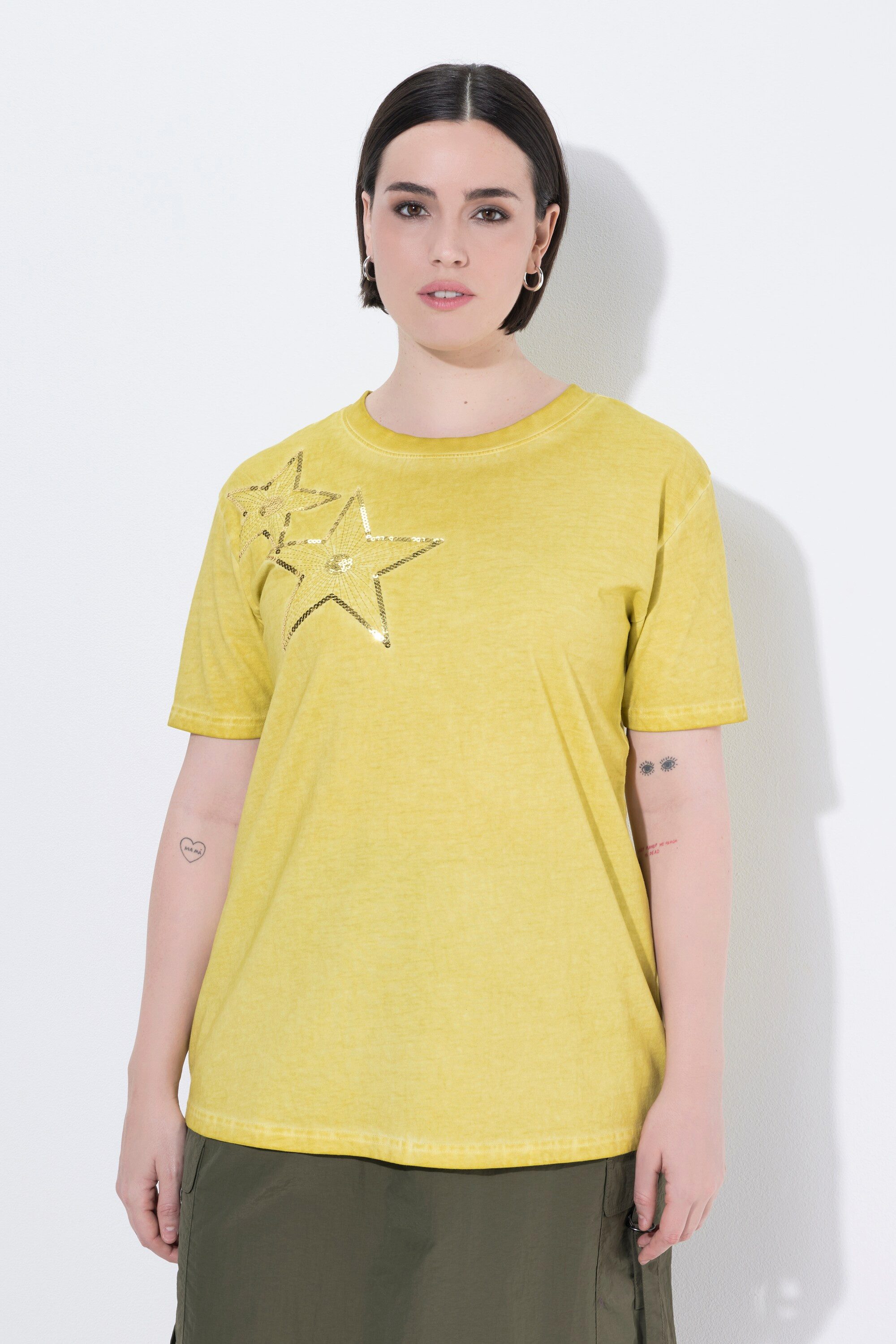 Ulla Popken T-Shirt T-Shirt Seestern Oversized Rundhals Halbarm