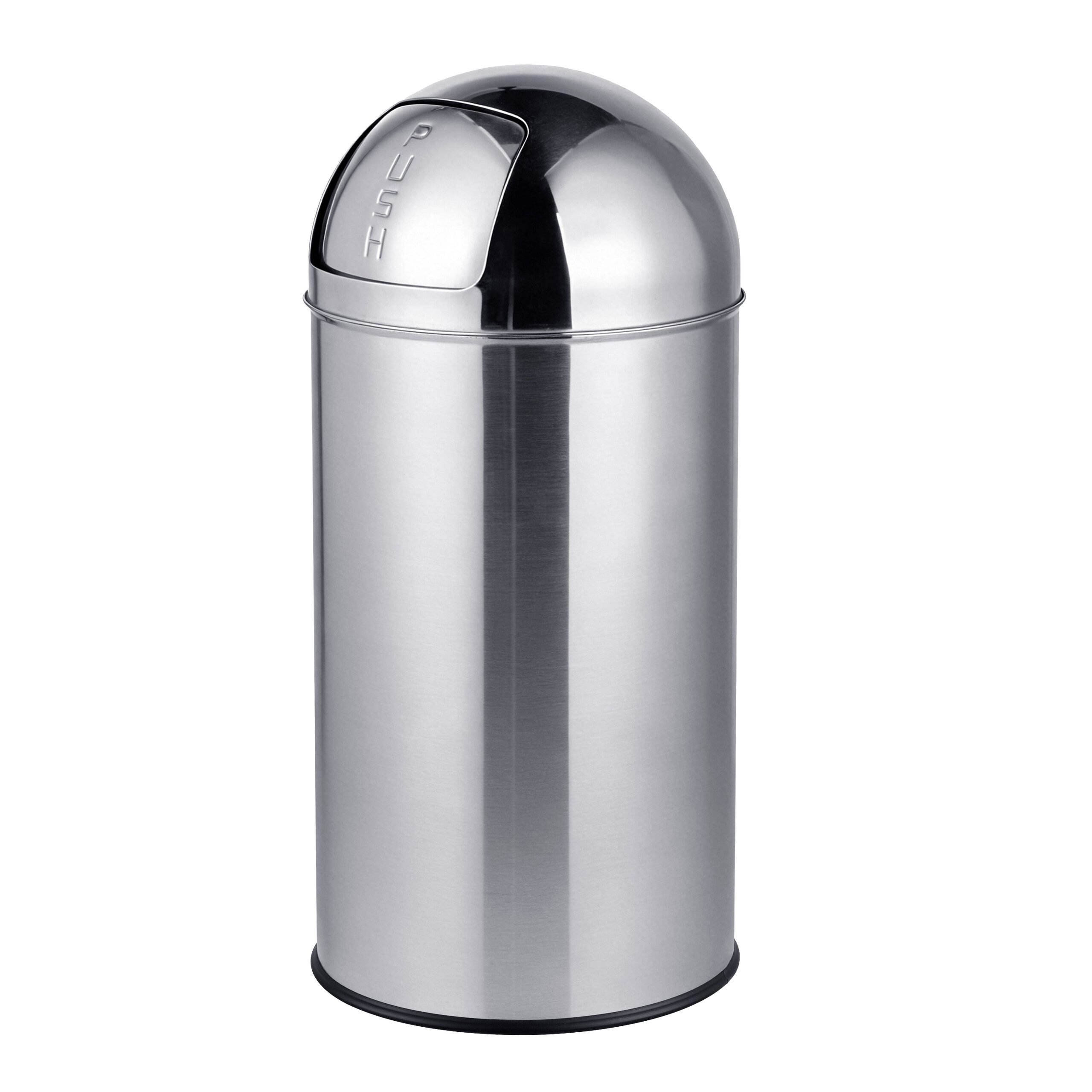 relaxdays Mülleimer Edelstahl Mülleimer Push-Deckel, 35 L