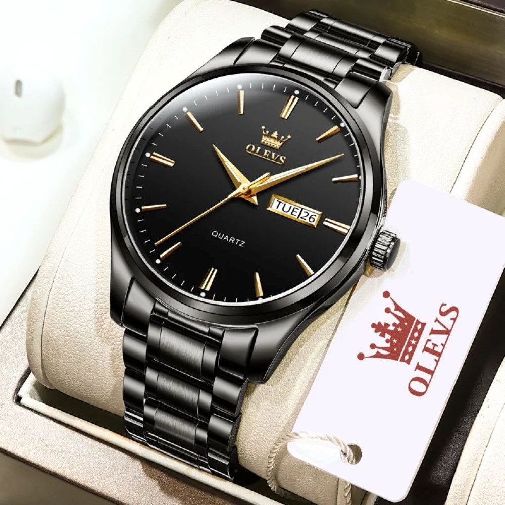 Tidy Quarzuhr Herrenuhr – elegantes schwarzes Zifferblatt Quartz-Uhr günstig online kaufen