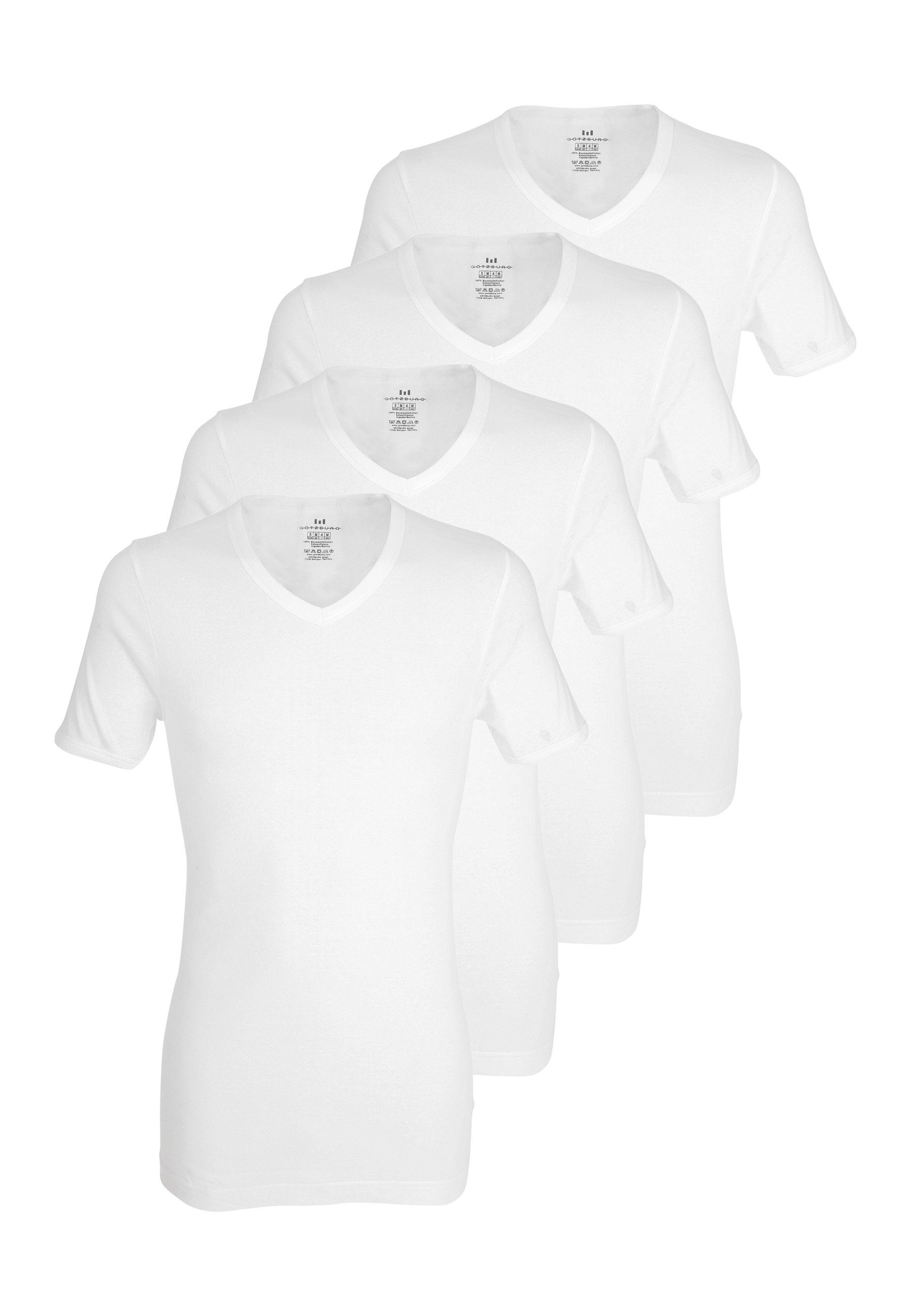 GÖTZBURG Unterhemd GÖTZBURG Herren T-Shirt weiß uni 4er Pack (4-St)