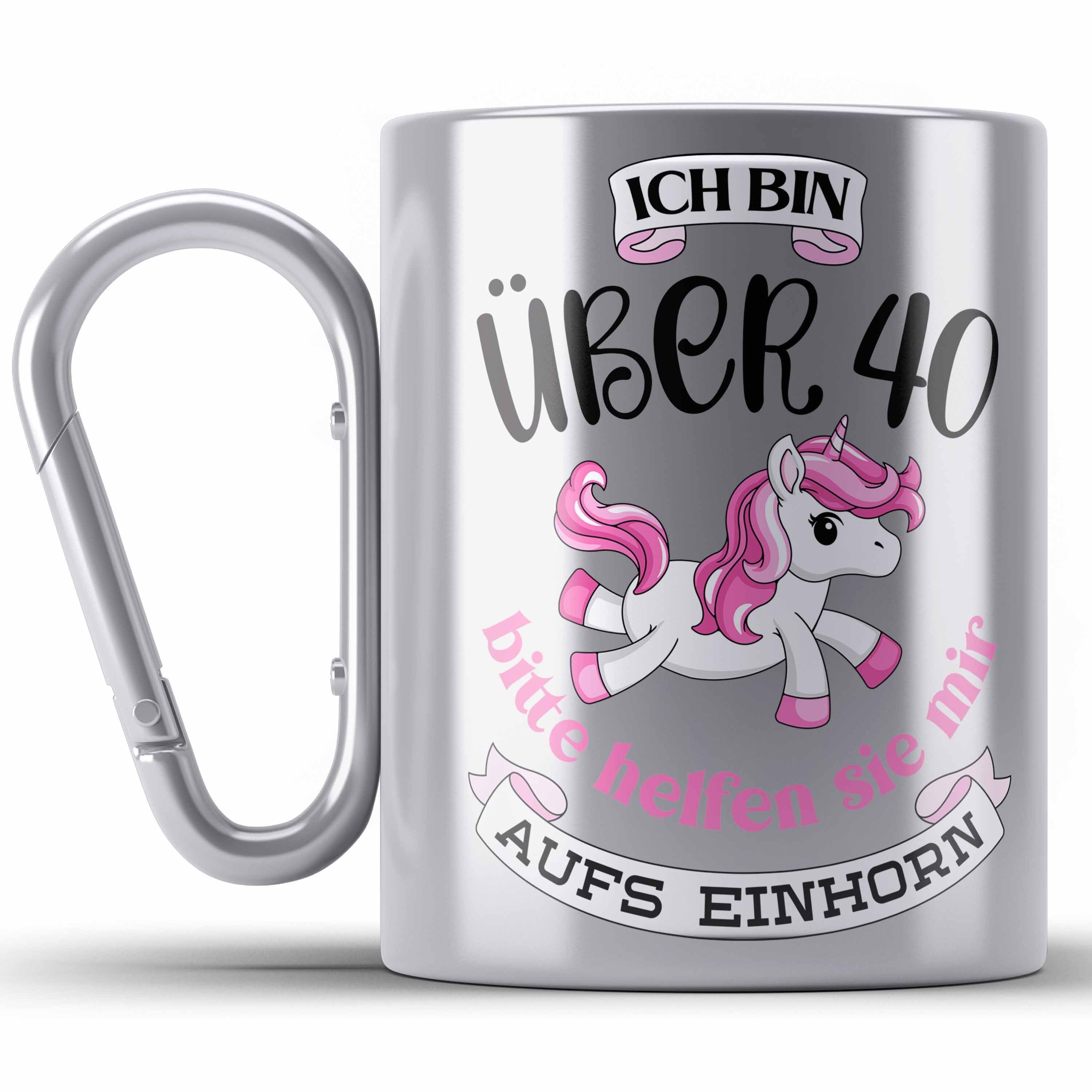 40 Mutter 40er Trendation Geschenk Einhorn Gesc Edelstahl Geburtstag Thermotasse Frauen Tasse Silber