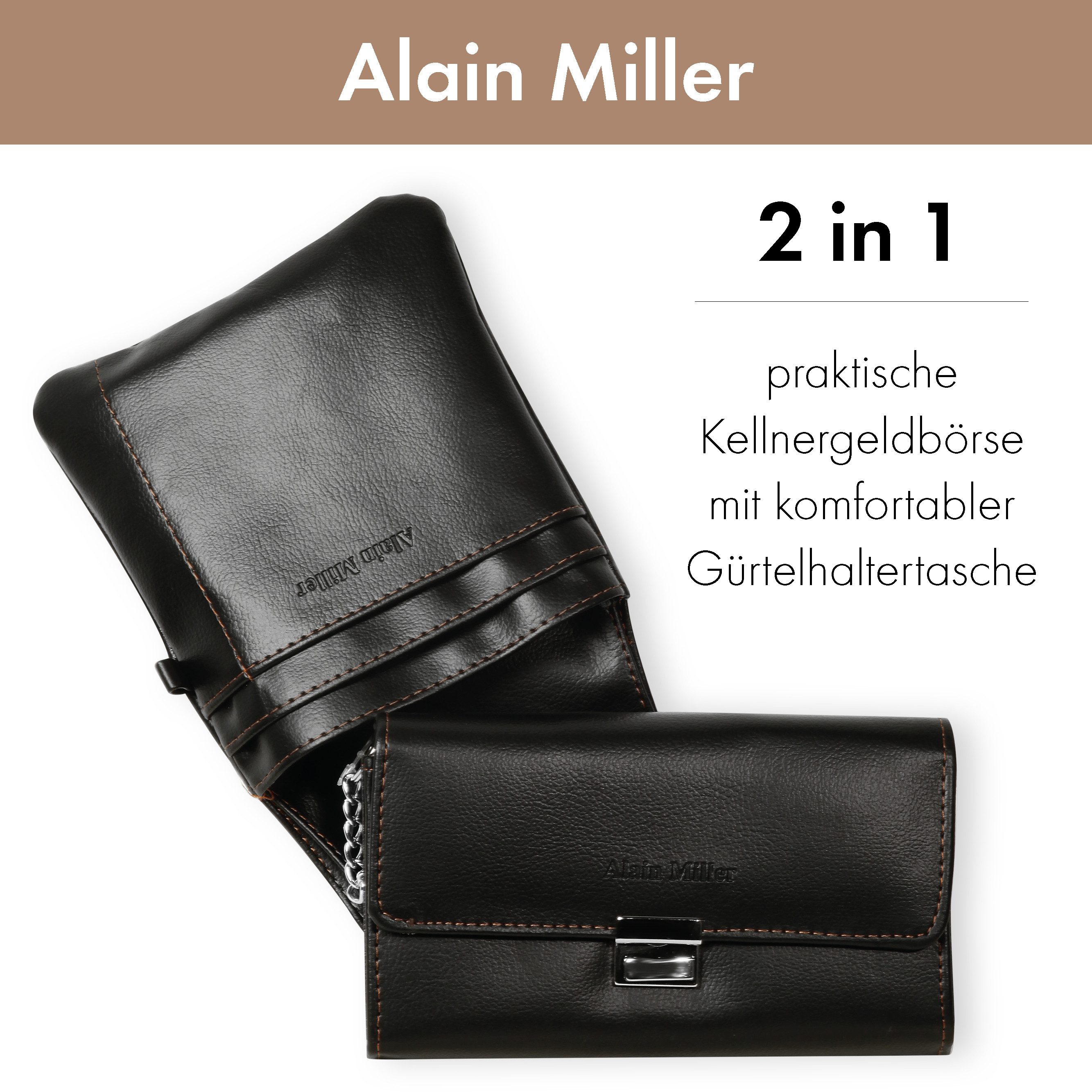 Alain Miller Kellnerbörse Emilia aus Kunstleder, schwarz, robust (2-tlg., i günstig online kaufen