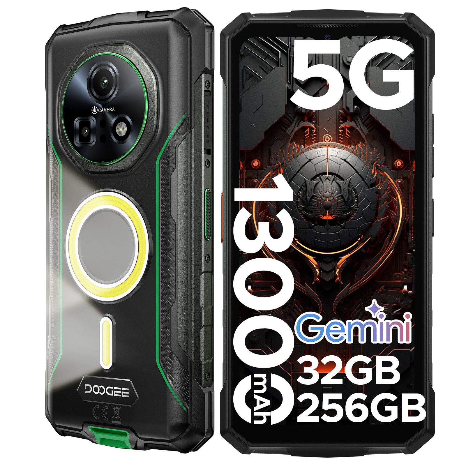 DOOGEE FIRE7PRO 5G 6,6 Zoll 8GB+256GB Android 15 13000mAh Outdoor Smartphone (6.6 Zoll, 256 GB Speicherplatz, 64 MP Kamera, Dimensity 6300, 20MP Nachtsichtkamera, 33W, NFC/Gesichtsentsperrung)