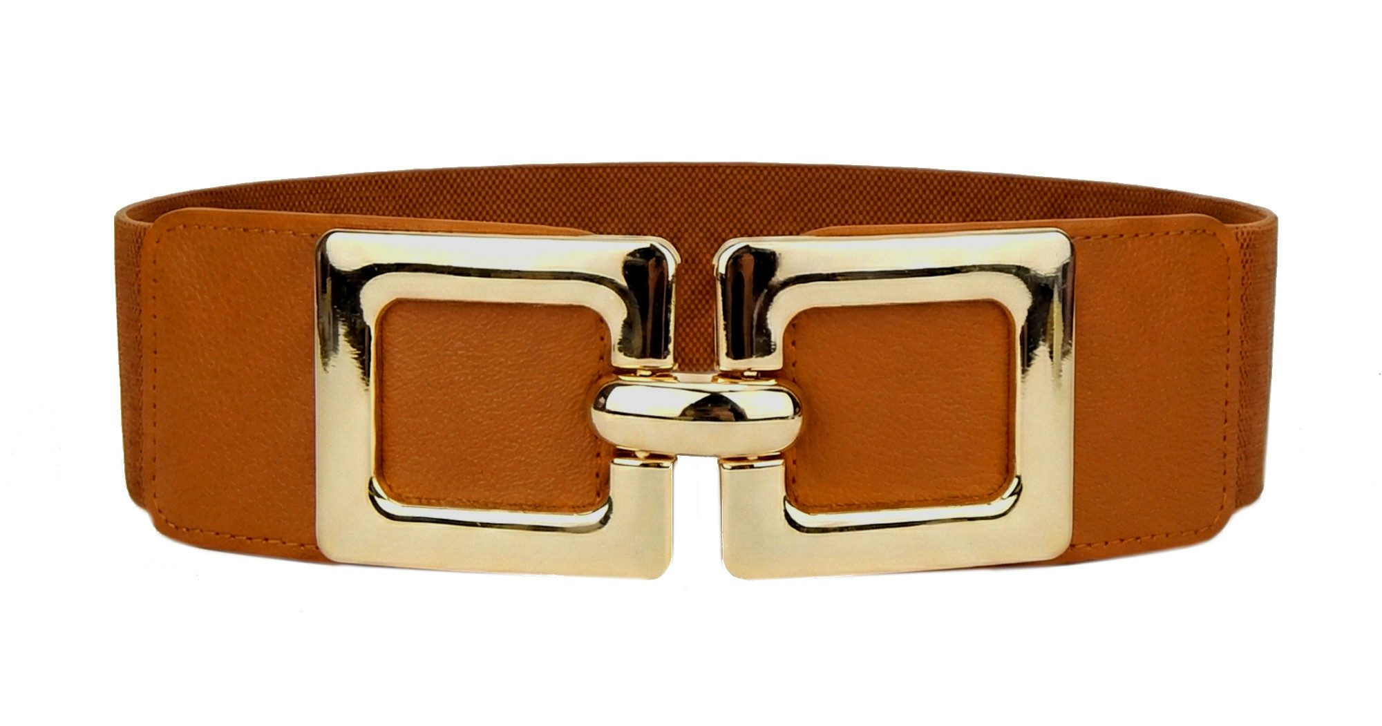 Ella Jonte Stretchgürtel eleganter breiter Taillengürtel mit goldfarbener Schnalle 85-100 cm