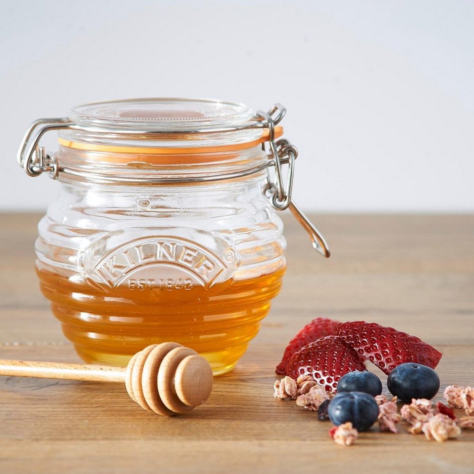 KILNER Honigglas, Glas, (1-tlg), inkl. Honigportionierer, Honigglas von  Kilner aus hochwertigem Glas