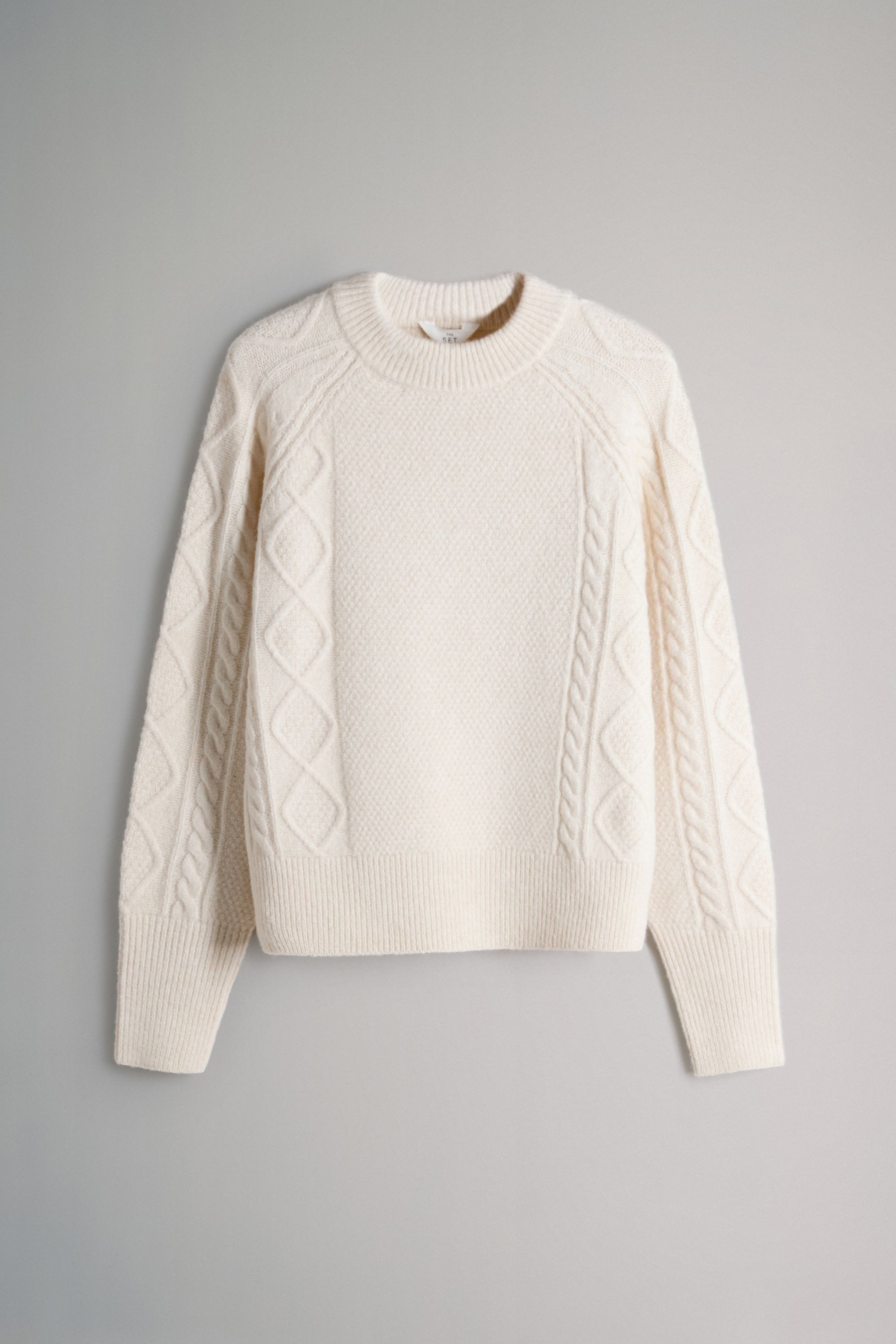 The Set Strickpullover The Set Zopfmusterpullover mit Wolle, 2er-Pack (2-tlg)