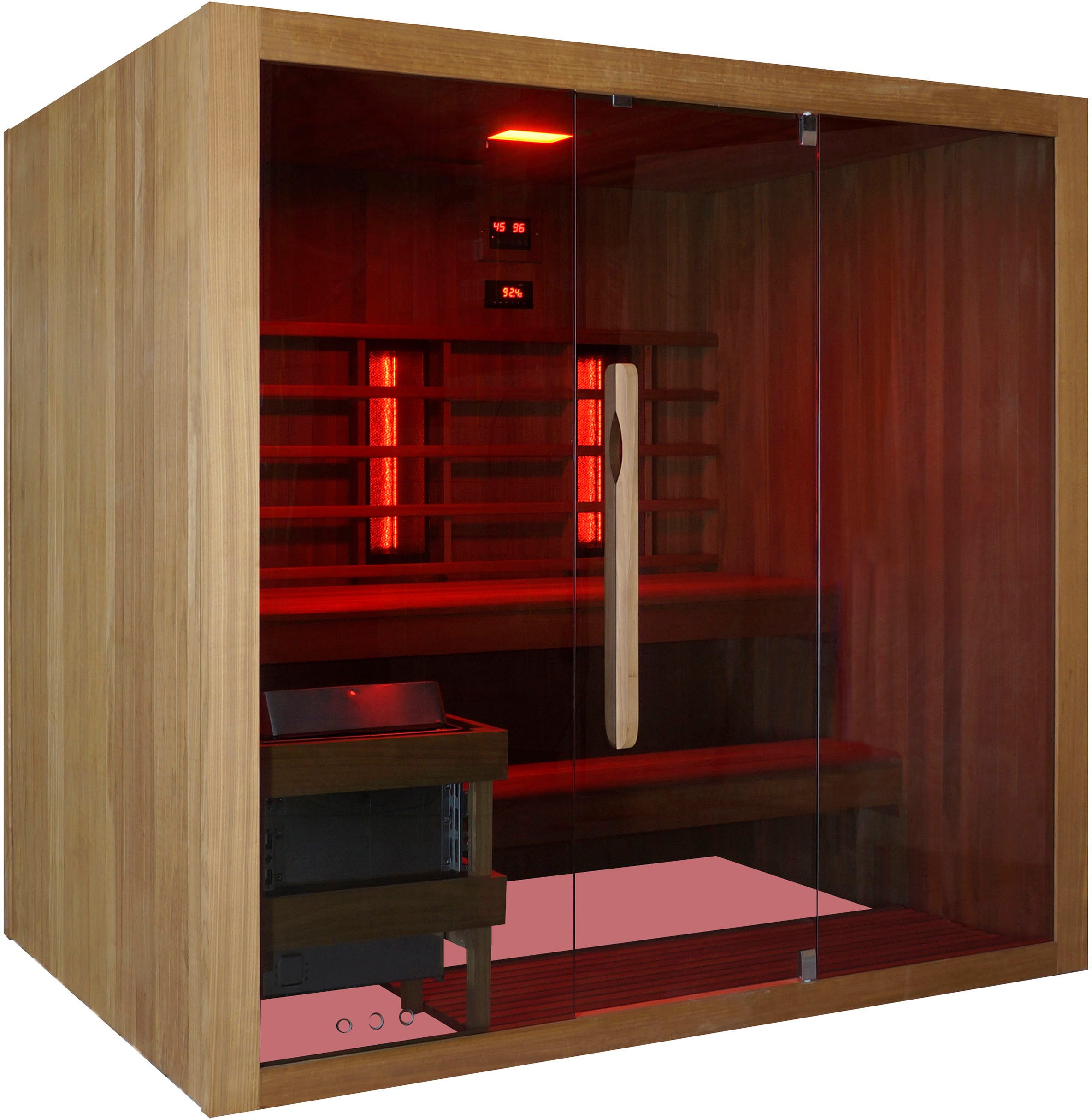 Sanotechnik Sauna »KOTKA« mit Infrarotkabine, BxTxH: 200 x 150 x 190 cm, 4,4 mm, geeignet für 5 Personen, Espenholz