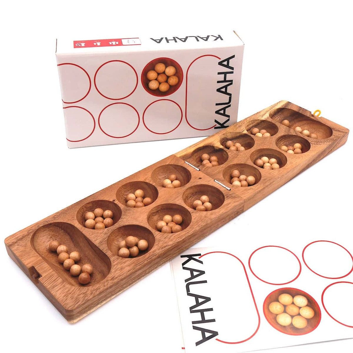 ROMBOL Denkspiele Spiel Kalaha - hochwertiges Steinchenspiel inkl. Spielsteinen, Brettspiel, Holzspiel