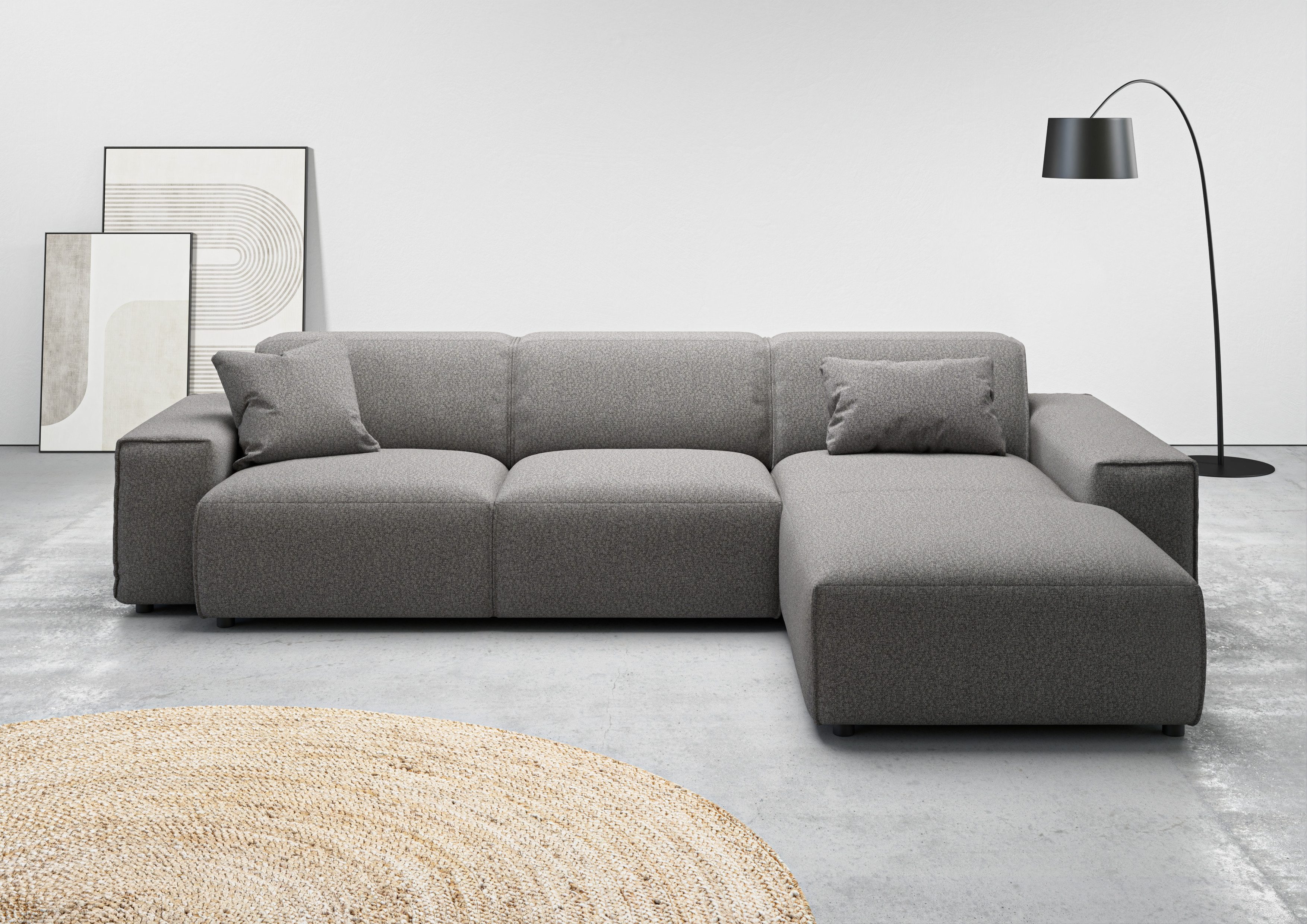 Home affaire Ecksofa Glimminge auch in Breitcord, Feincord, Bouclé + Easy care-Bezug, L-Form, Breite 294, Zierkissen