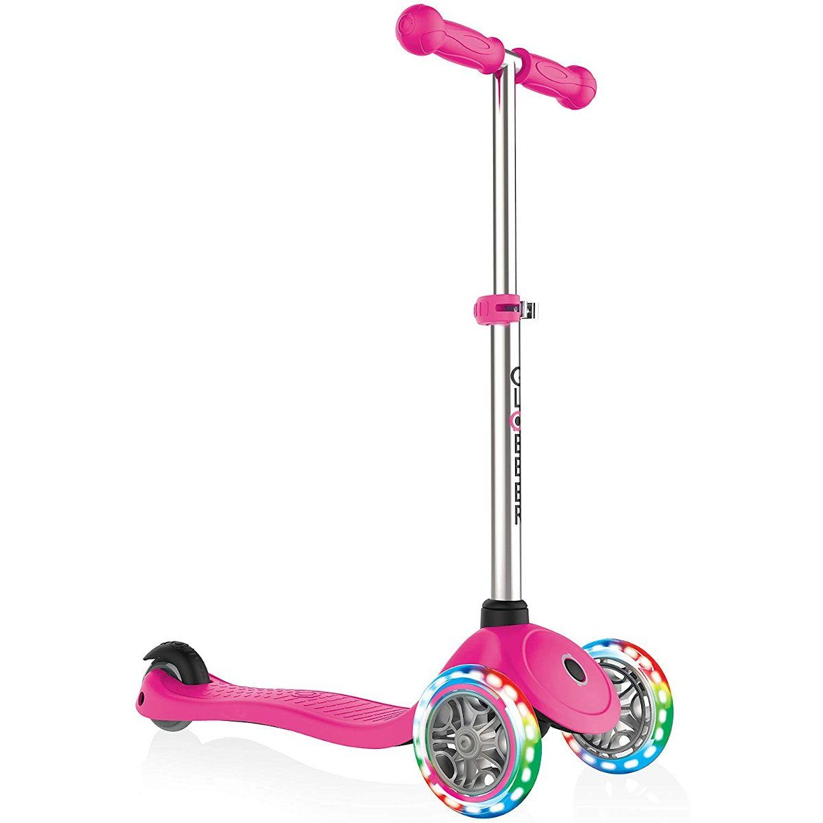 authentic sports & toys Laufrad Authentic Sports Globber Primo Lights Kinderscooter Roller mit Leuchtr Neon Pink