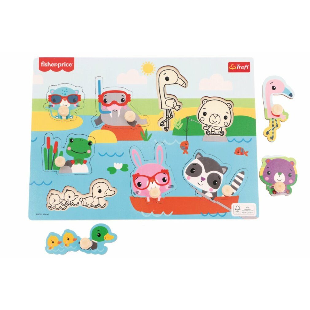 Trefl Puzzle Fisher Price Holzpuzzle Tiere am Wasser, Puzzleteile