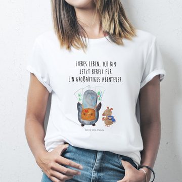 Mr. & Mrs. Panda T-Shirt Pinguin & Maus Wanderer - Weiß - Geschenk, Roadtrip, Ausflug, T-Shirt, Rundhals, Abenteuer, Shirt (1-tlg)