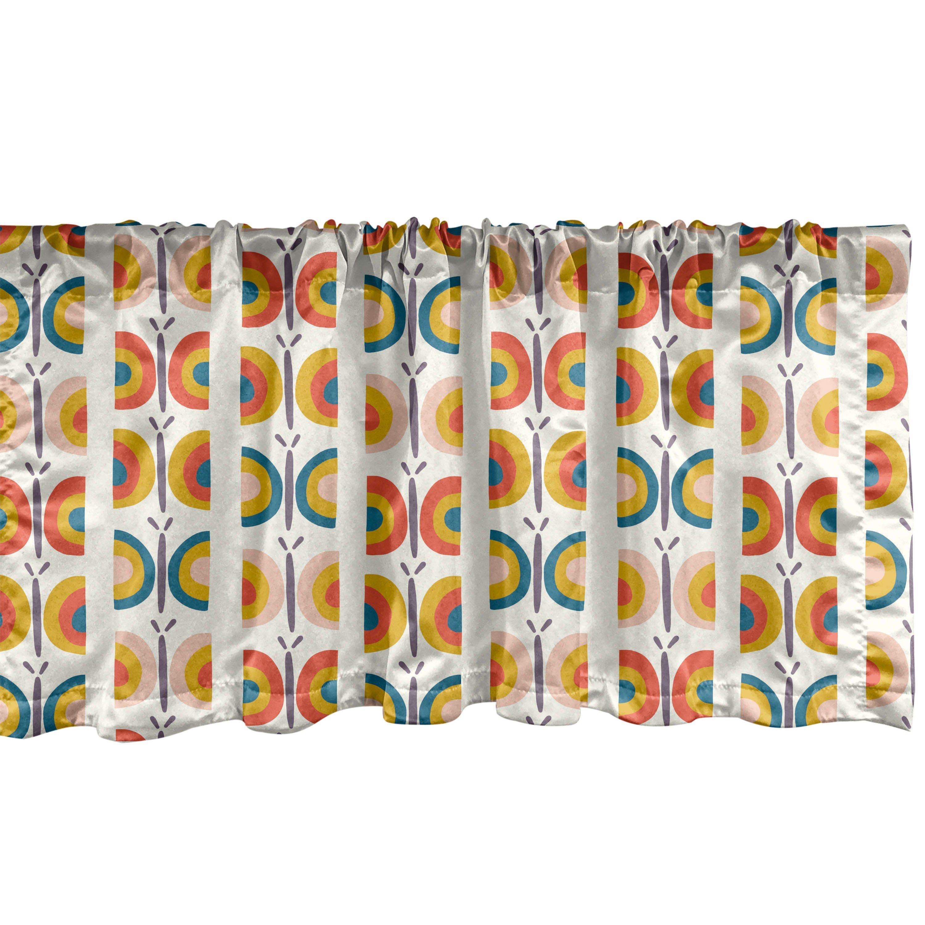 Scheibengardine Vorhang Volant für Küche Schlafzimmer Dekor mit Stangentasche, Abakuhaus, Microfaser, Schmetterling Retro Abstract Insekt