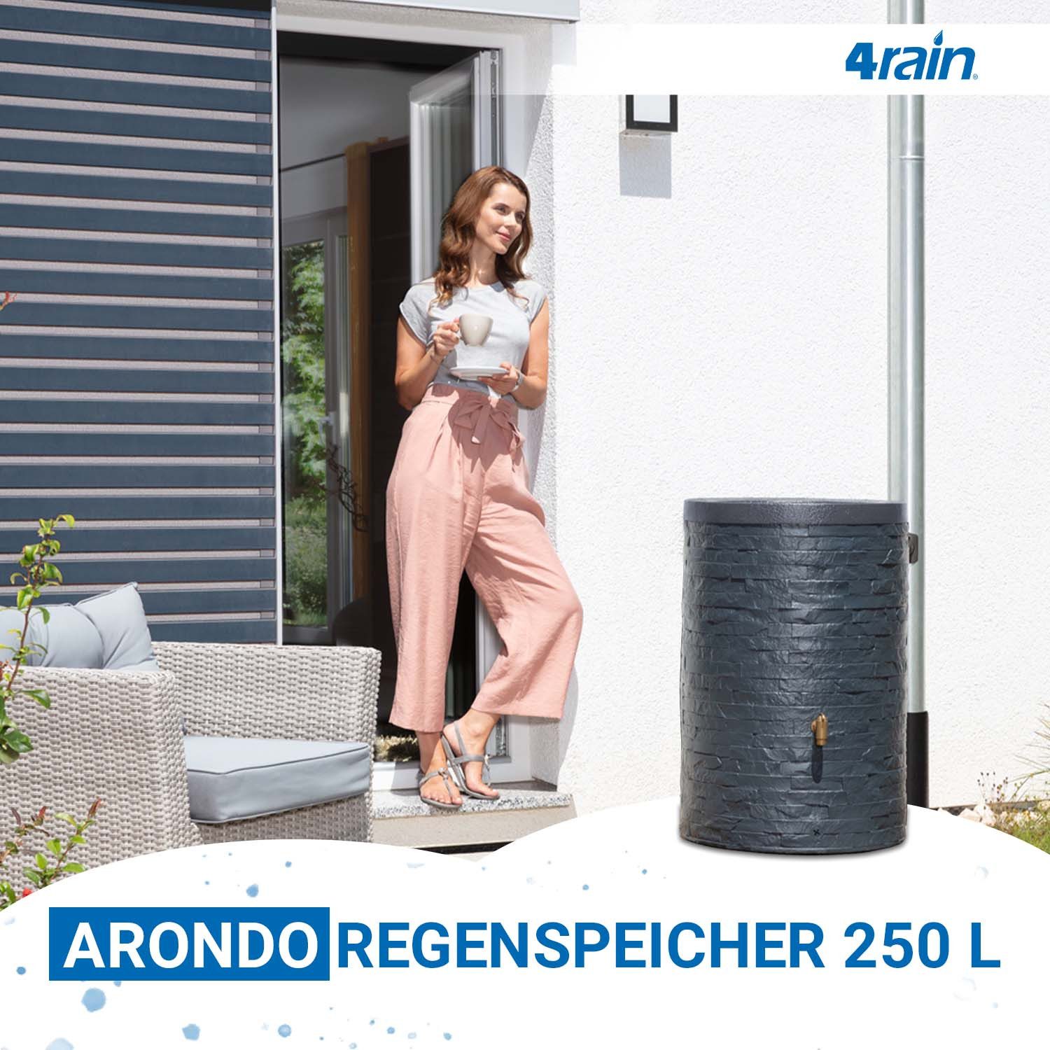 4rain Regentonne ARONDO Regentonne 250 Liter graphite grey, 250 l