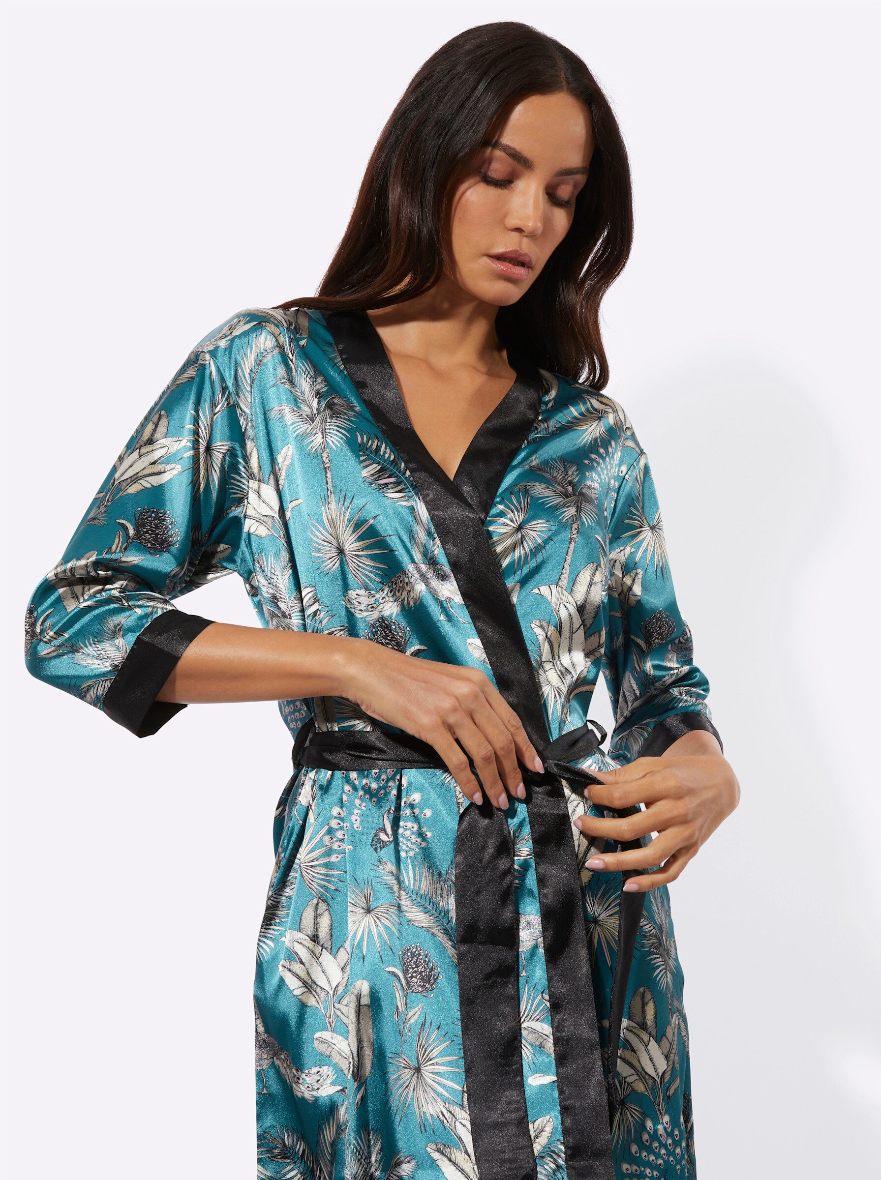 creation L Morgenmantel Morgenmantel 3/4-Arm, Polyester, Satin