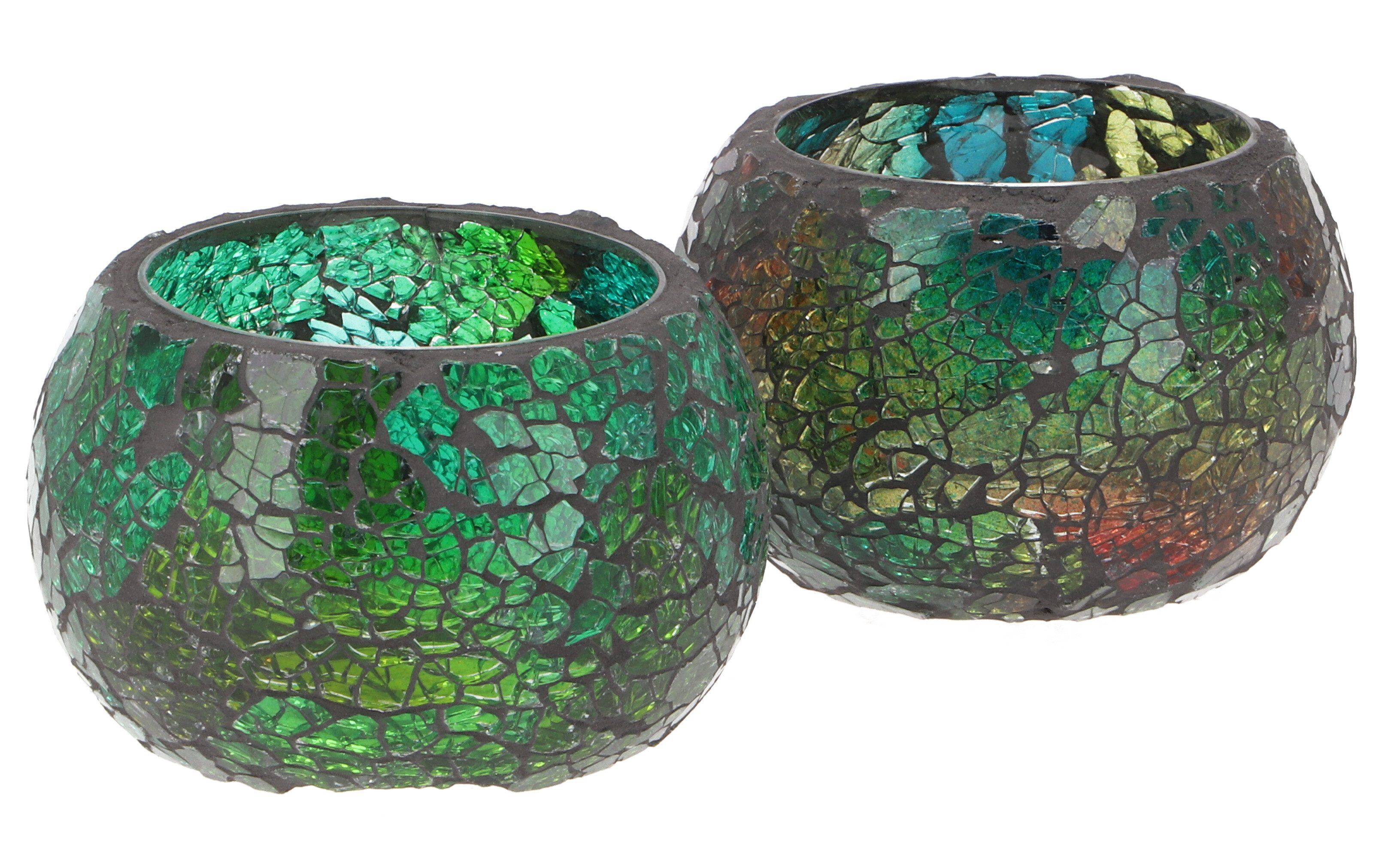 Guru-Shop Windlicht 2 handgearbeitete Glas Mosaik günstig online kaufen
