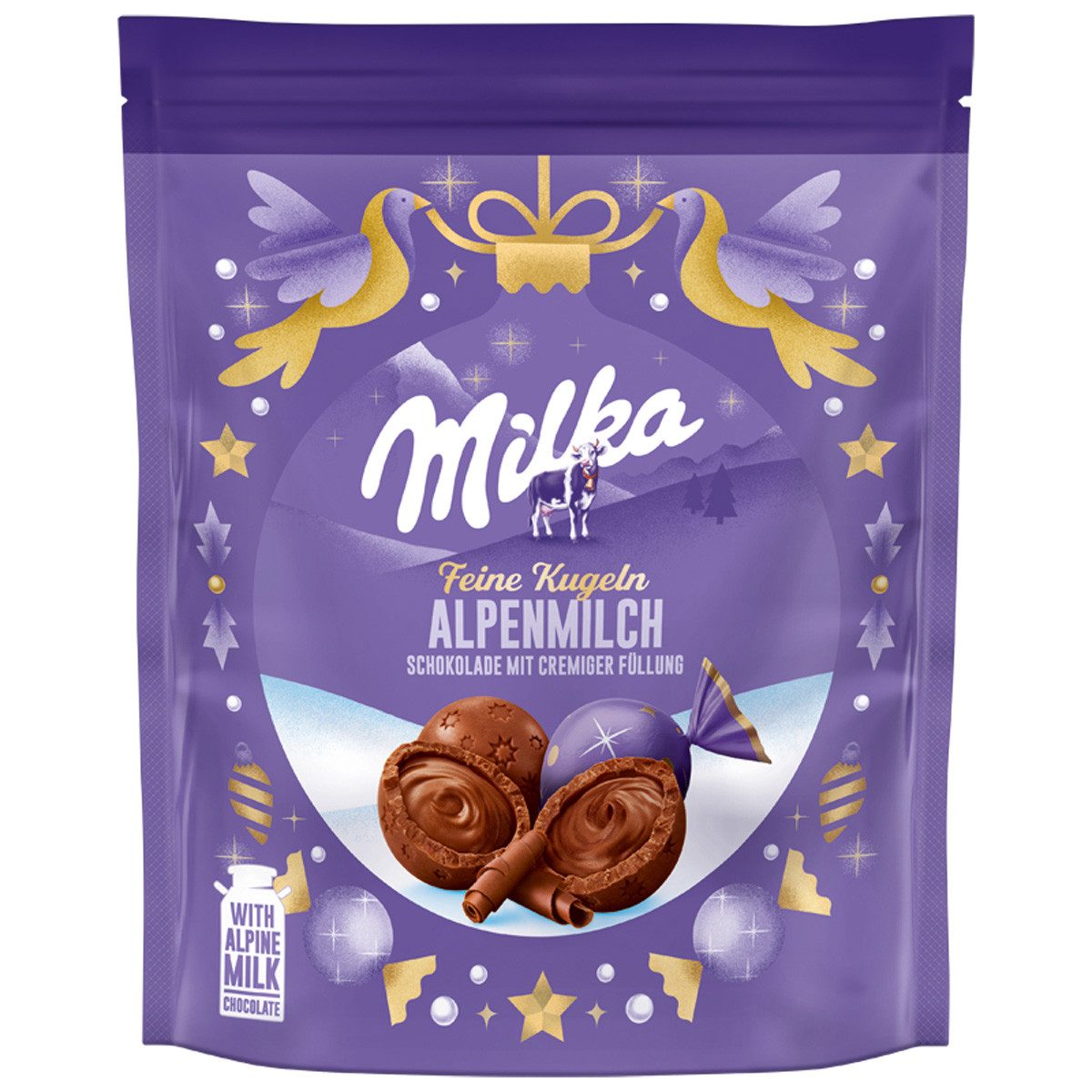 MILKA Schokolade, Milka Feine Kugeln Alpenmilch Kugeln aus Alpenmilchschokolade 90g