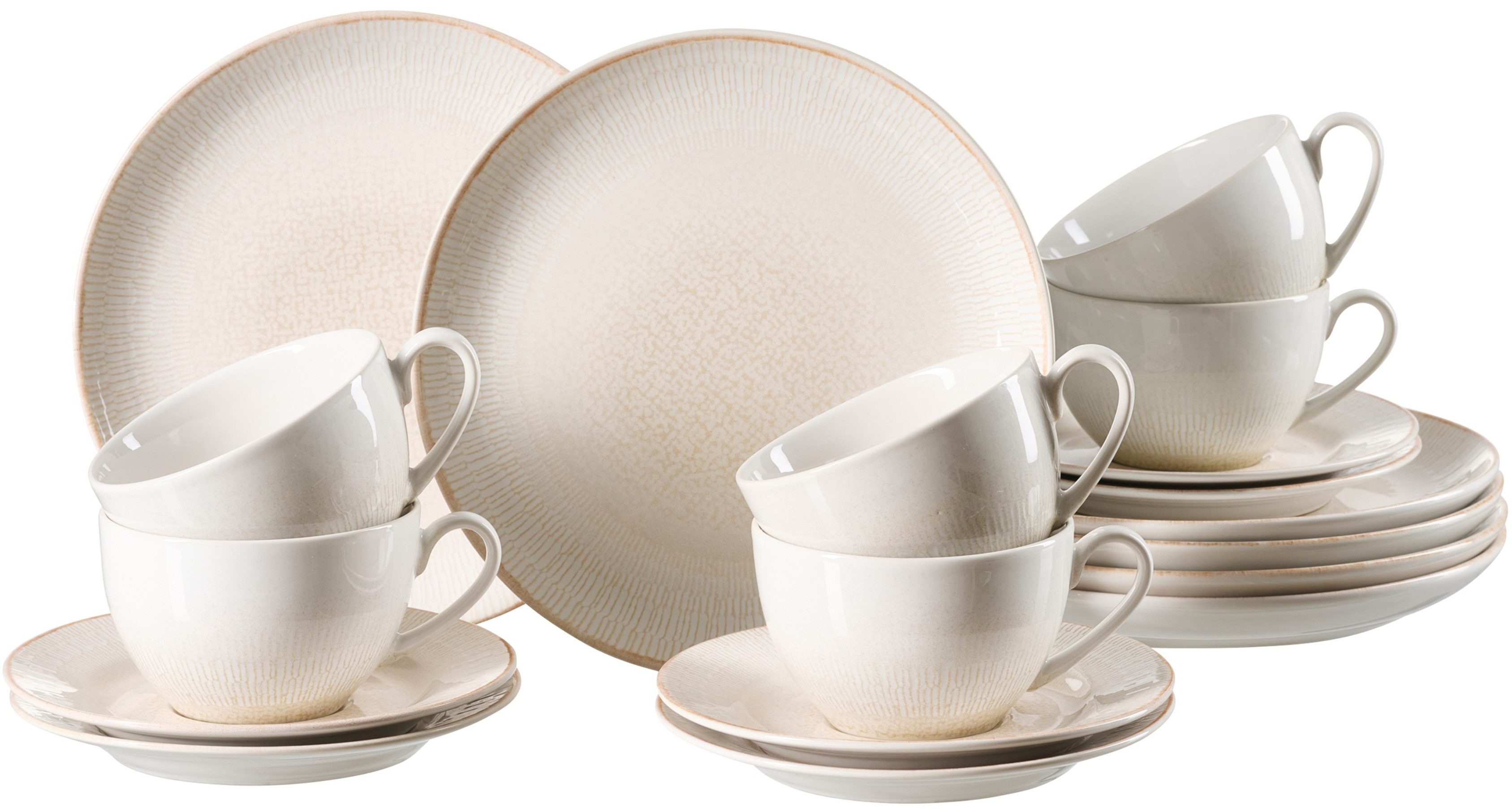 Ritzenhoff & Breker Kaffeeservice Cara (18-tlg), 6 Personen, Steinzeug, aus Steinzeug für 6 Personen