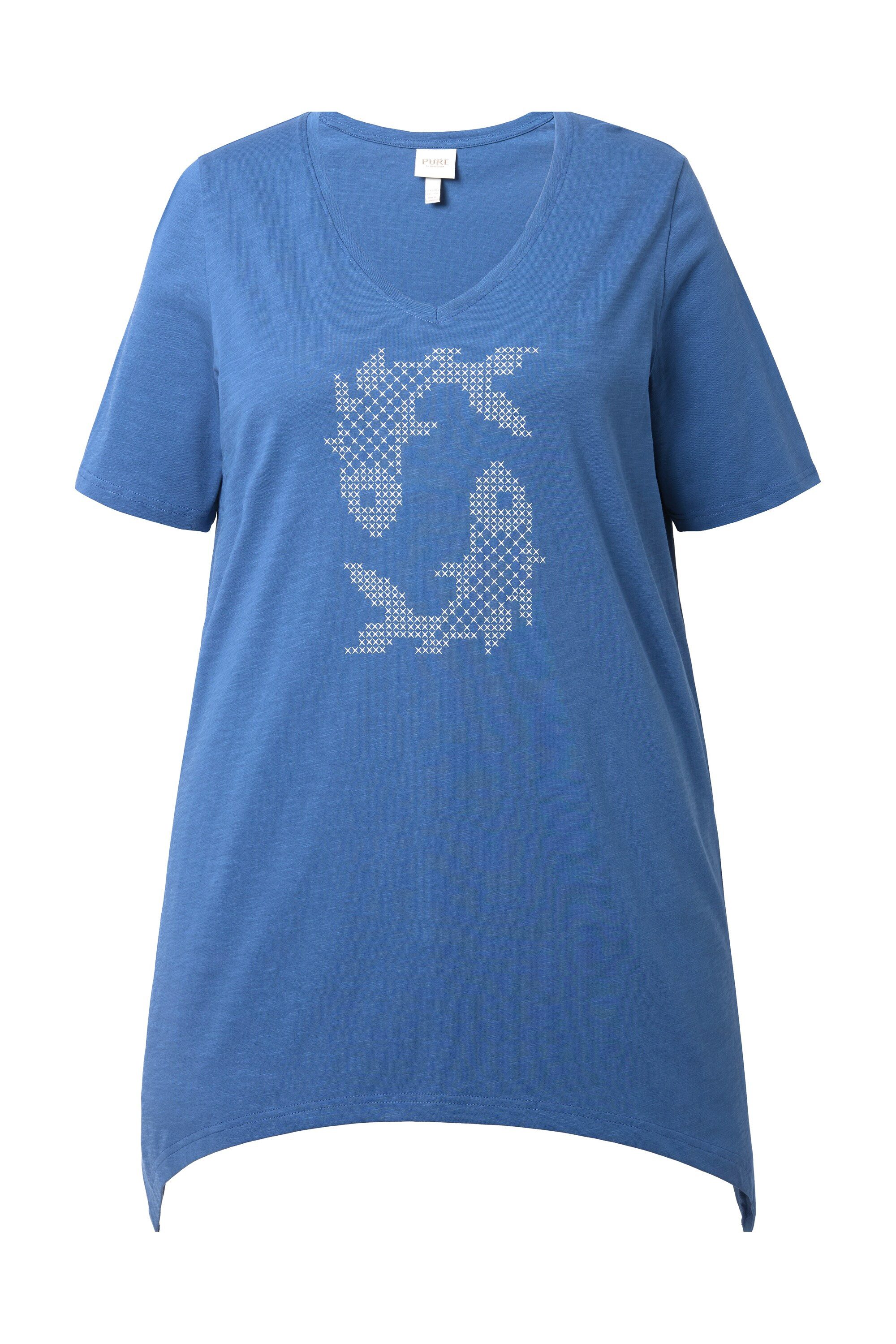 Longshirt T-Shirt Fisch A-Linie Rundhals Halbarm