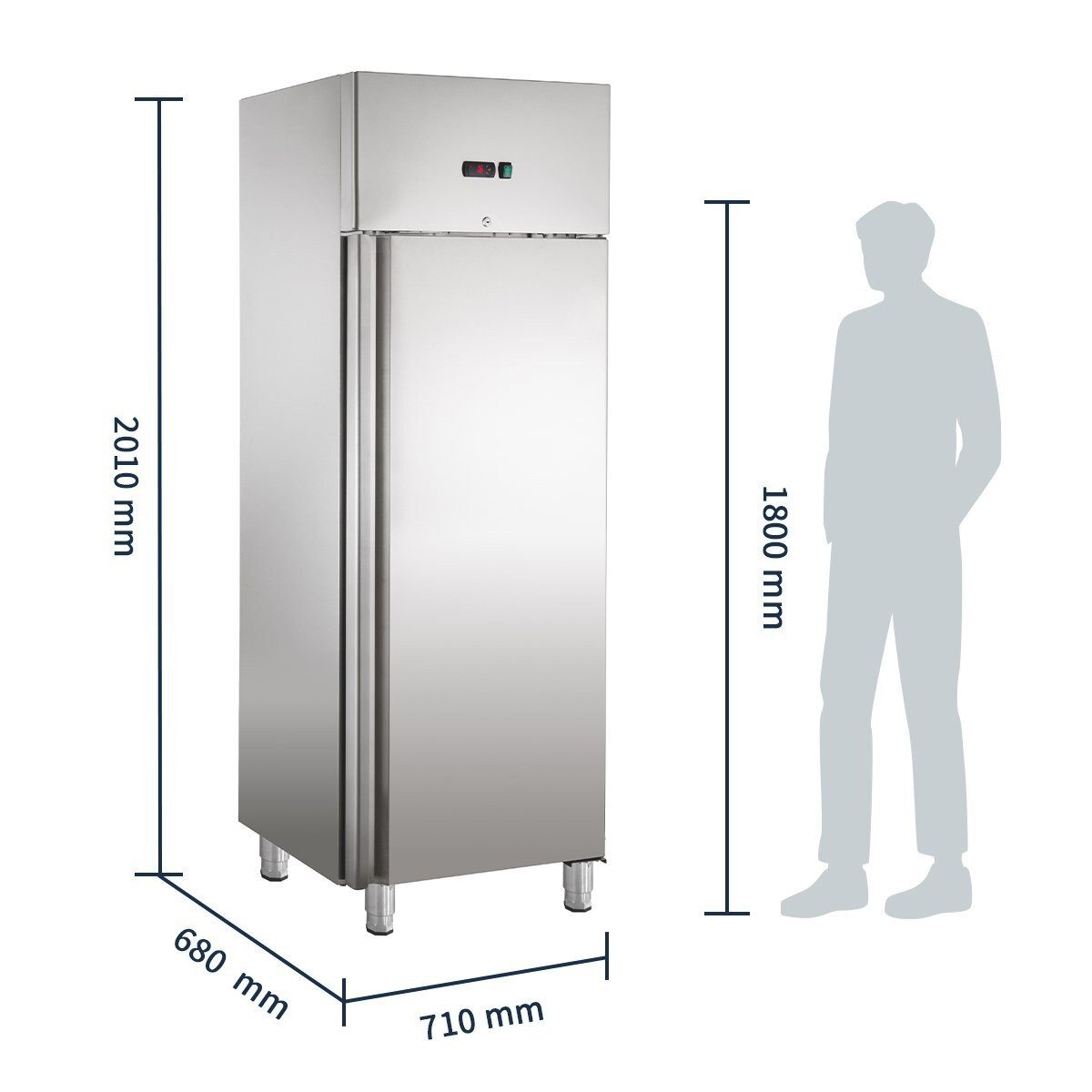 GastroHero Kühlschrank Kühlschrank 429 Liter - Edelstahl, 3x GN1/1, Gastronomie, Imbiss SNACKH400TN, 201 cm hoch, 68 cm breit, LED-Beleuchtung, digitales Thermo – Bild 3 von 5