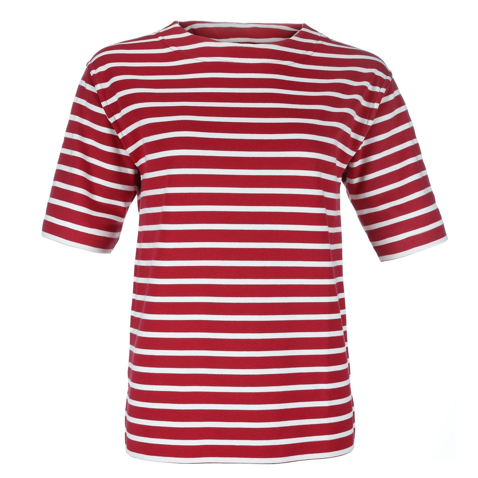 Kurzarmshirt Damen Bretonisches T-Shirt Streifenshirt 2600D mit U-Boot-Ausschnitt