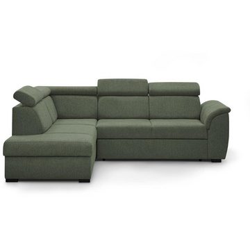 Beautysofa Ecksofa Madera, mit Schlaffunktion, Bettkasten, verstellbare Kopfstützen, L-förmige Corner Schlafsofa, ausziehbare Corner Sofa, L-Form Polsterecke im modernes Stil