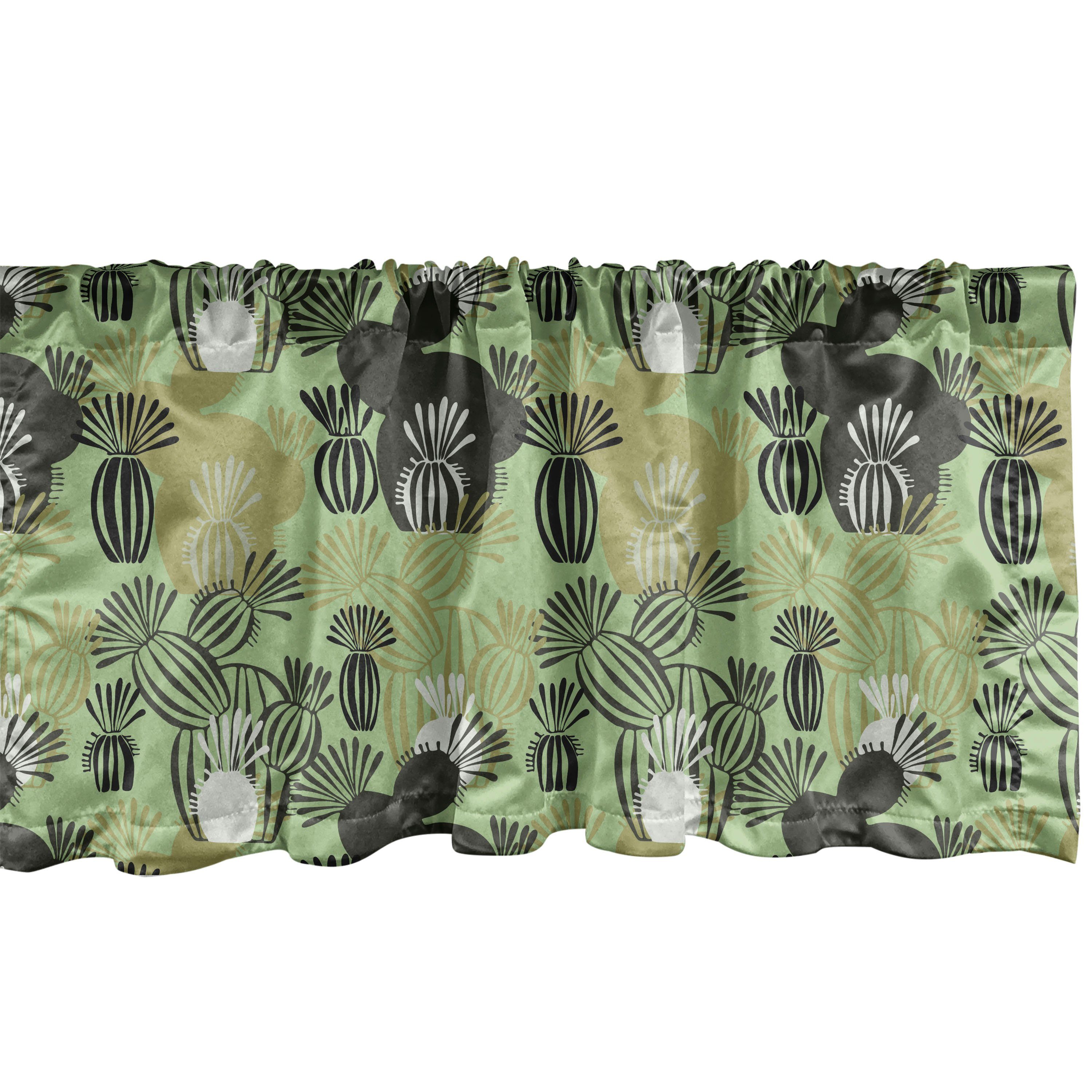Scheibengardine Vorhang Volant für Küche Schlafzimmer Dekor mit Stangentasche, Abakuhaus, Microfaser, Kaktus Abstrakte Auslegung Cacti Kunst