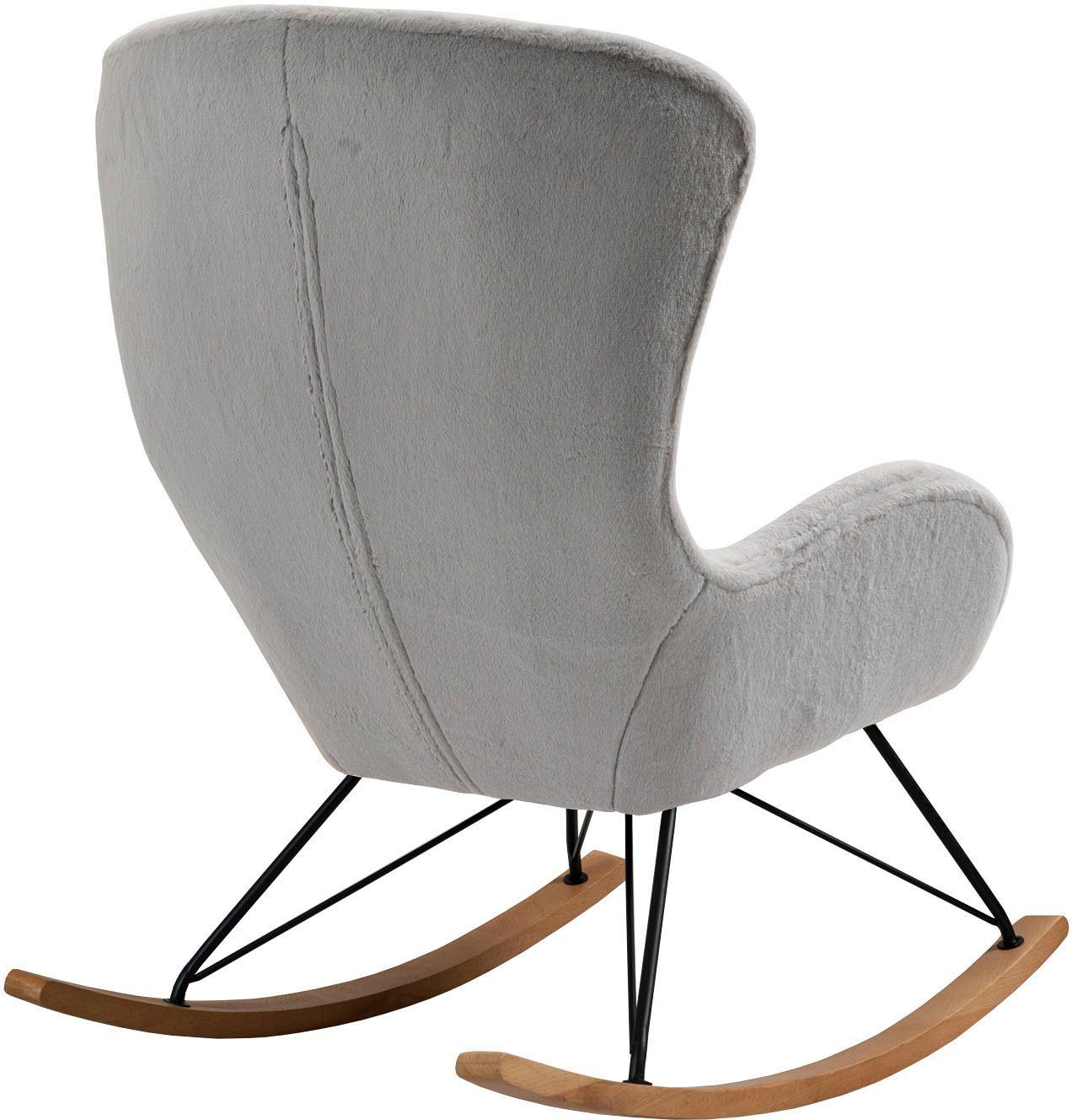 SalesFever Schaukelstuhl Komfortabl und im Vintage-Stil, in Lammfelloptik