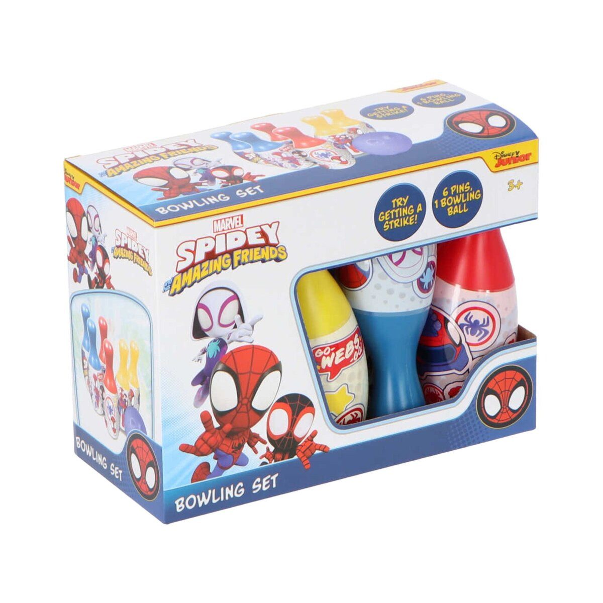 Spiderman Spiel Spiderman Bowling-Set mit 6 Pins und 1 Kugel für junge Superhelden