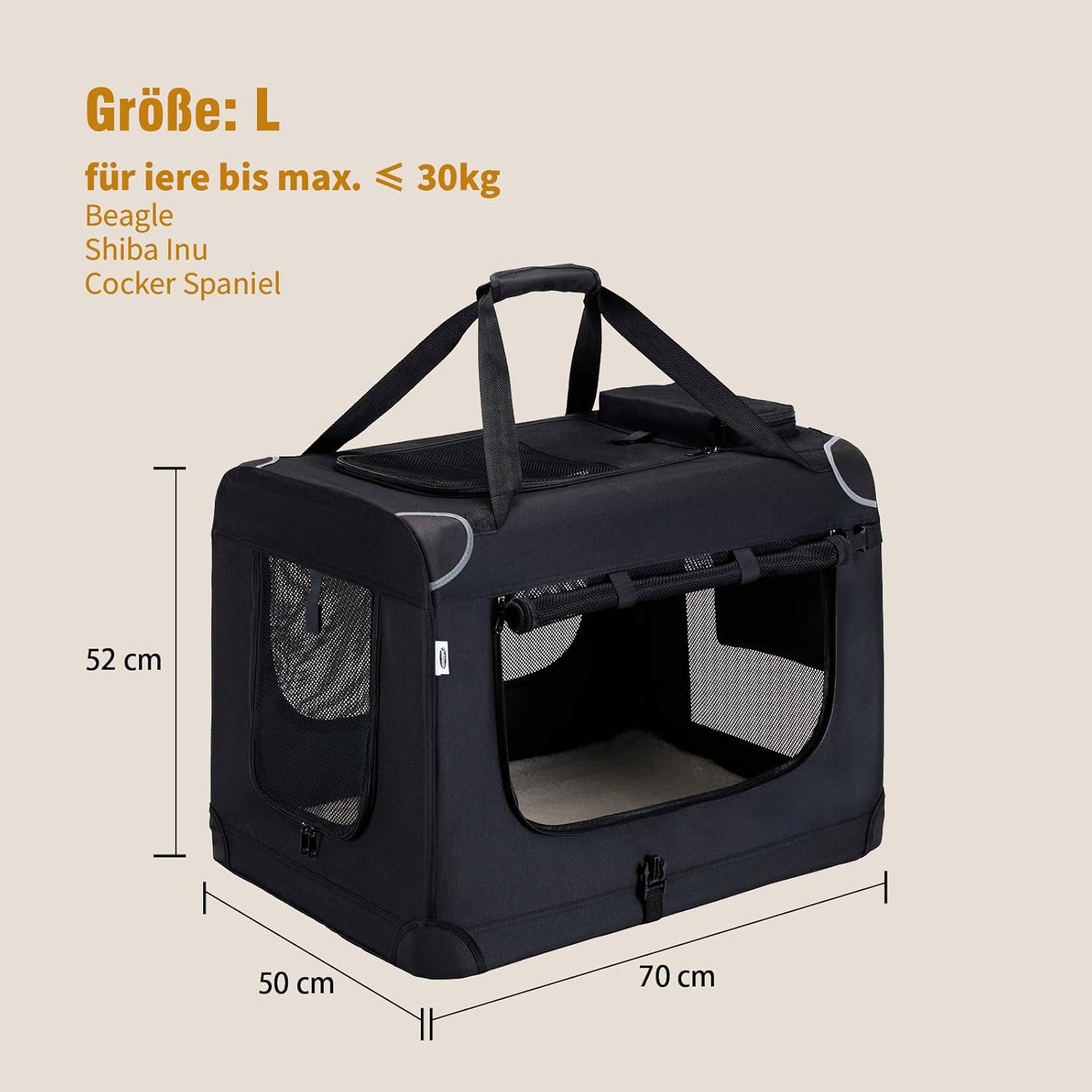 Zedelmaier Tiertransporttasche Transportbox, Faltbar Hundetransportbox, Katzenbox, Inkl.2 Rollen Hundekotbeutel, 1 faltbarer Napf, 2 praktische Beutel