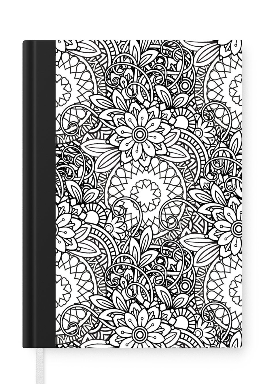 MuchoWow Notizbuch Mandala - Zentangle - Muster, Journal, Merkzettel, Tagebuch, Notizheft, A5, 98 Seiten, Haushaltsbuch