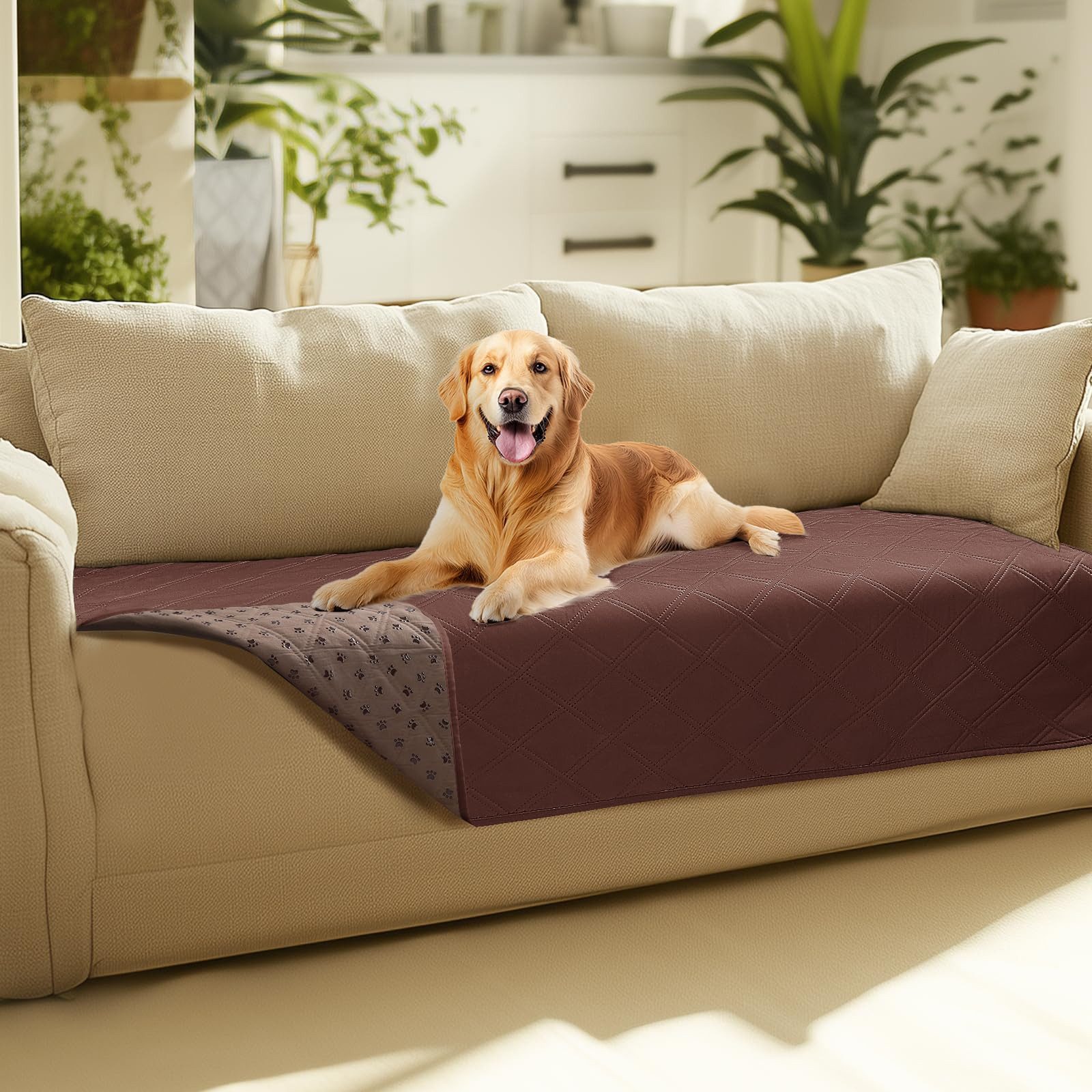 Ledander Hundematte wasserdichte Hundedecke mit Rutschfesten Punkten, rutschfeste, Hundedecke als Schutz für Sofa Bett Auto, Robuste Hundematte – Bild 2 von 5