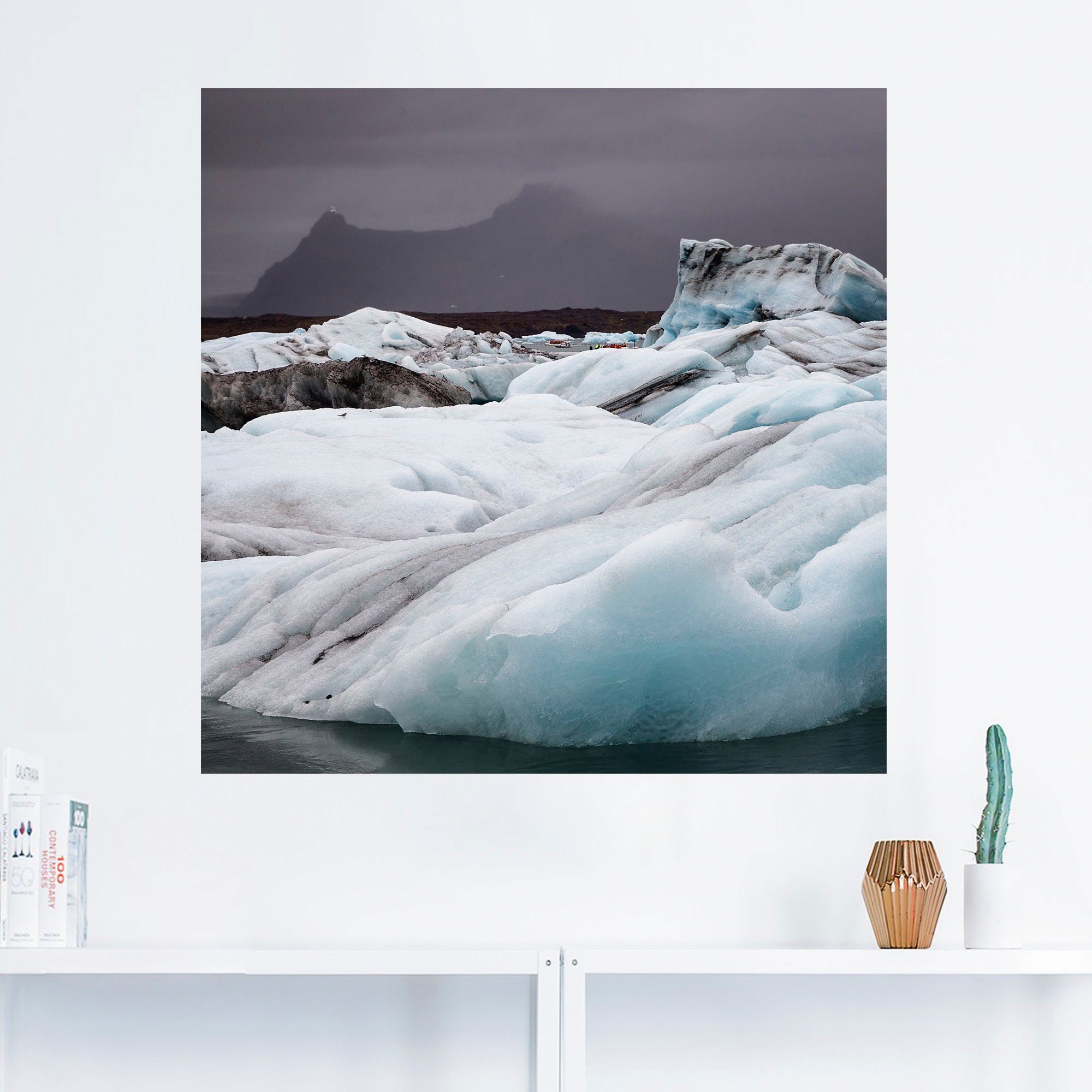 Artland Wandbild Gletscherlagune Leinwandbild, (1 Größen St), oder von Wandaufkleber Bilder als Arktis versch. der Alubild, Poster in Jökulsárlón, Island