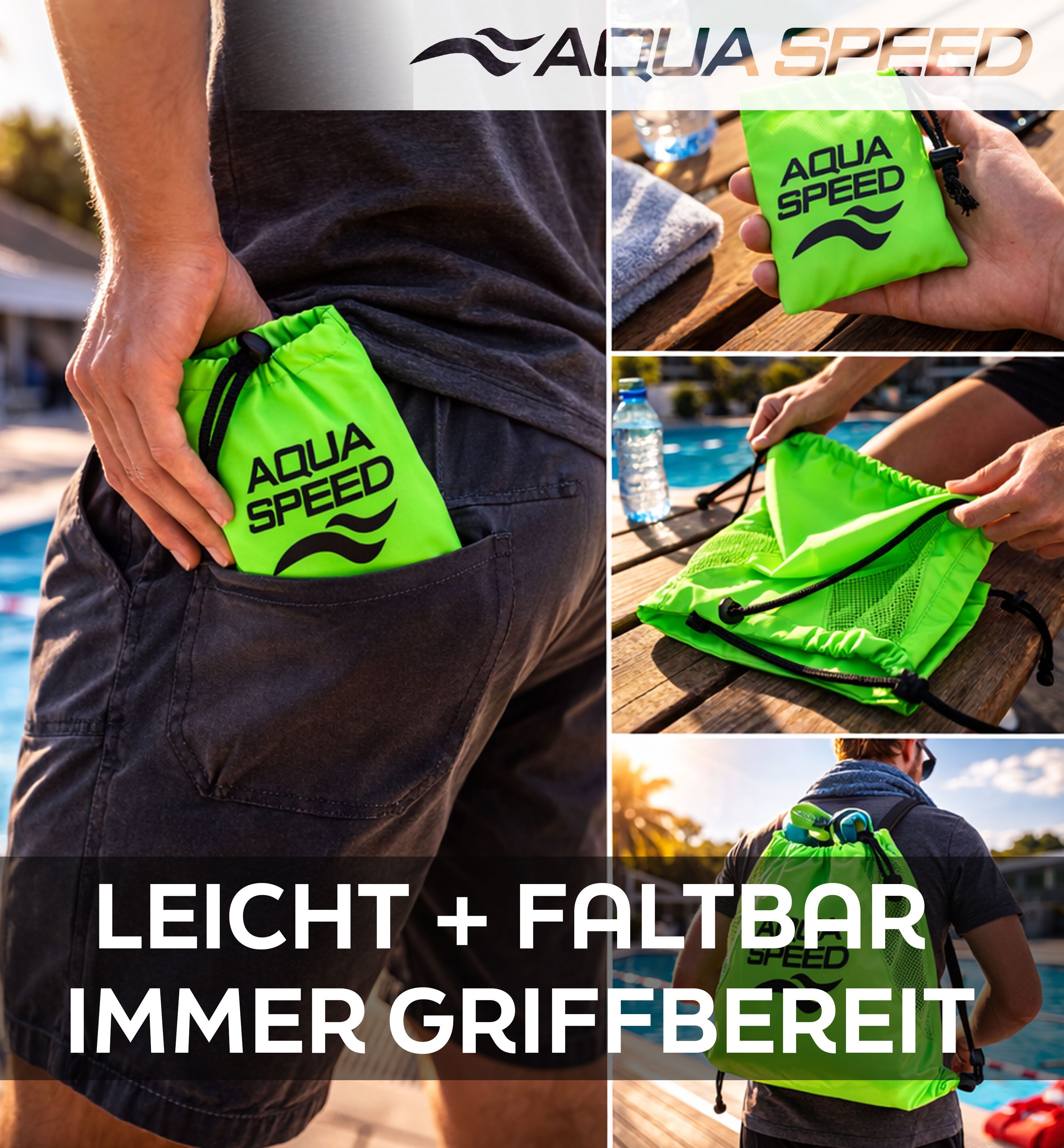 Aqua Speed Sportrucksack (Triathlon Rucksack mit Luftzirkulation für Training), Strapazierfähiges Gewebe schützt vor Wasser und Chlor – Bild 5 von 5