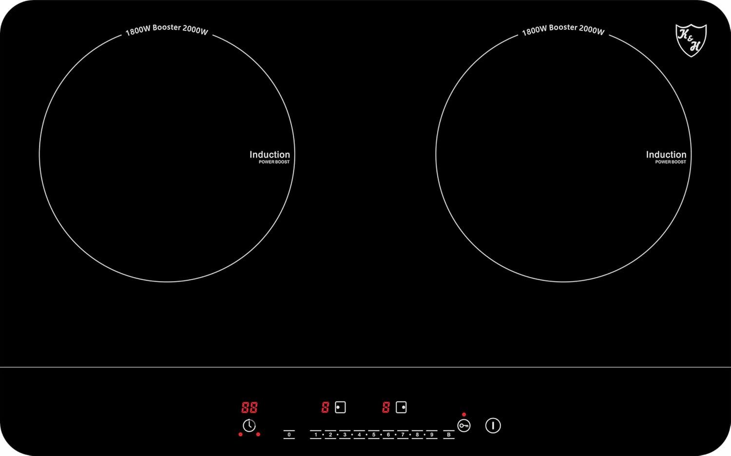 K&H Doppel-Induktionskochplatte K&H Doppel SLIM Control Induktionskochfeld, Weiß, SDIN-3502W