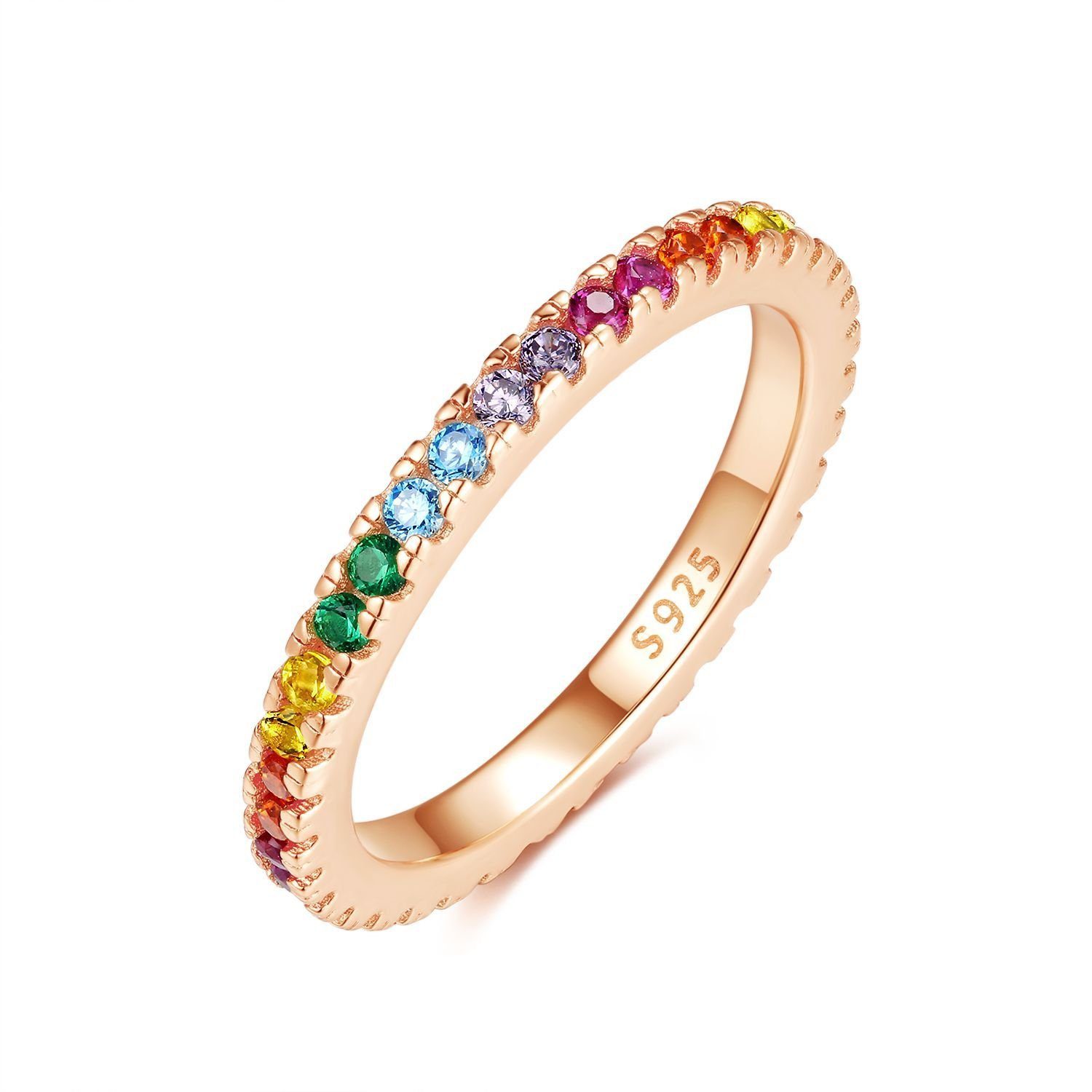 Lisandra Scott Silberring Eternity Ring 925 Silber »Bunte Zirkonia Steine« Regenbogen Rainbow, Ein Ring voller Farbe & Gefühl - funkelnd, bunt, bedeutungsvoll