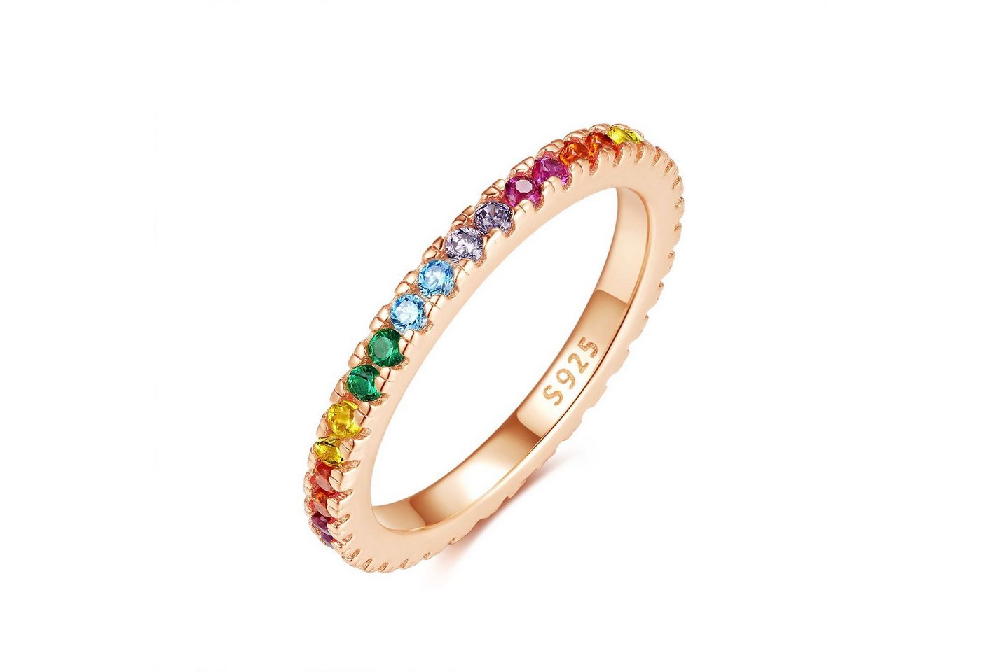 Lisandra Scott Silberring Eternity Ring 925 Silber »Bunte Zirkonia Steine« Regenbogen Rainbow, Ein Ring voller Farbe & Gefühl - funkelnd, bunt, bedeutungsvoll