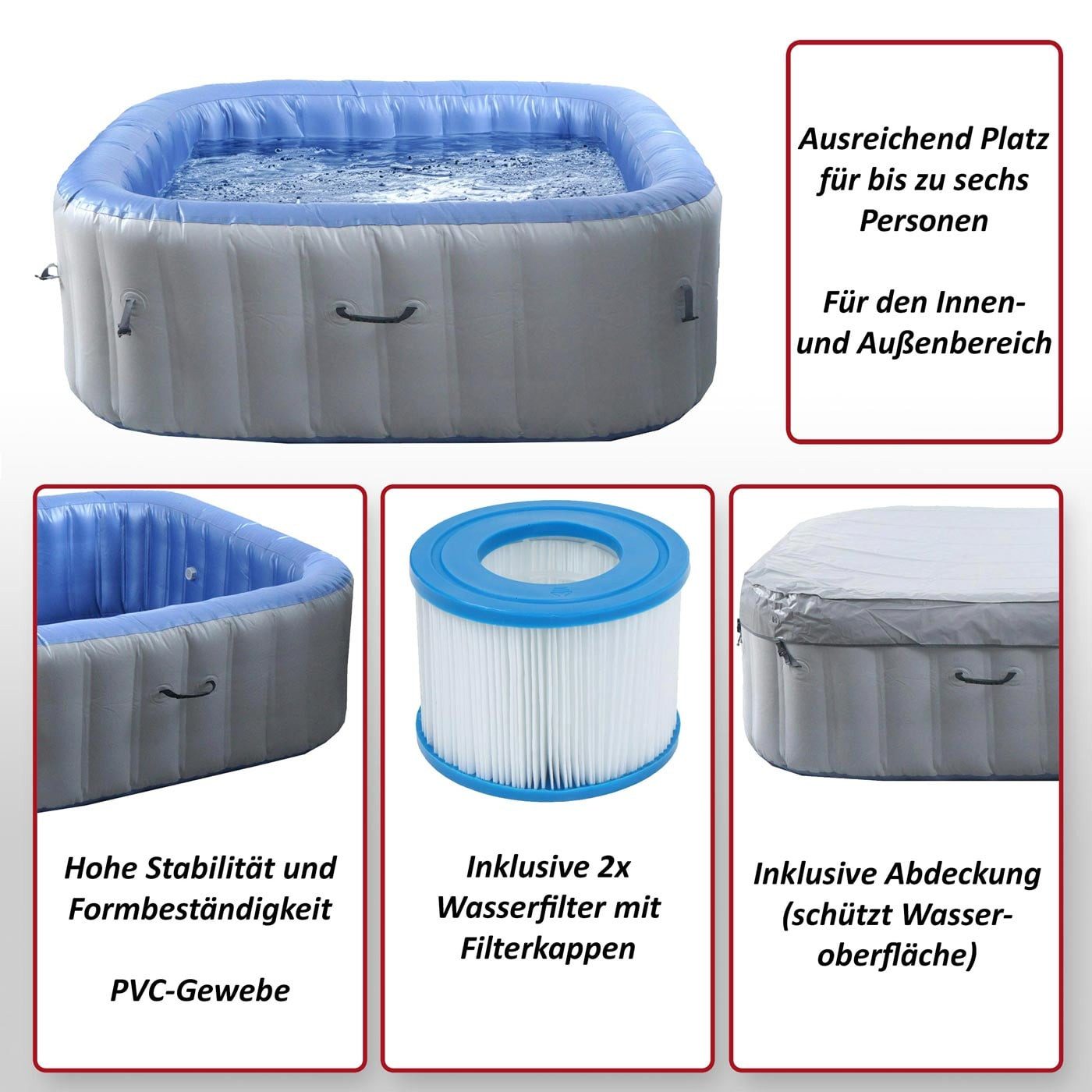 MCW Whirlpool MCW-N97-Er-198, aufblasbar, Wasserkapazität: 1148 Liter, Inklusive Abdeckung