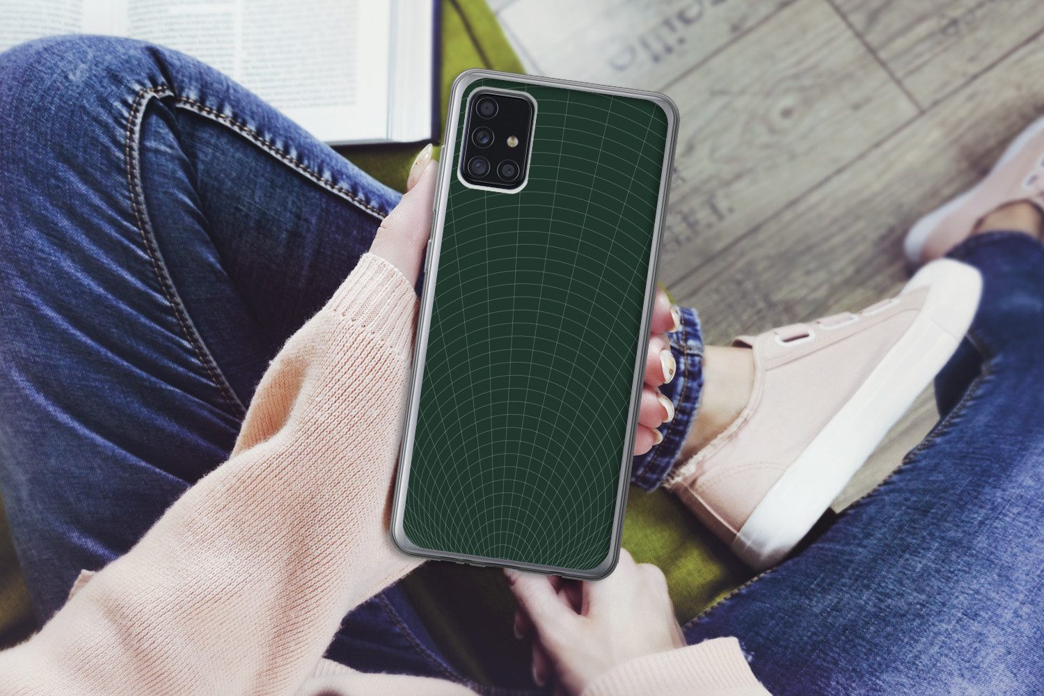 MuchoWow Handyhülle für Samsung Galaxy A52 5G Tunnellinien - Grün - Abstrakt, Smartphone-Bumper, Print, Handy Schutzhülle Dünn
