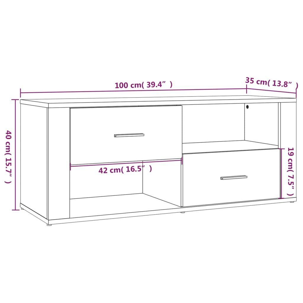 Holzwerkstoff Eichen-Optik cm vidaXL Braune TV-Schrank (1-St) Eiche Braun TV-Schrank 100x35x40